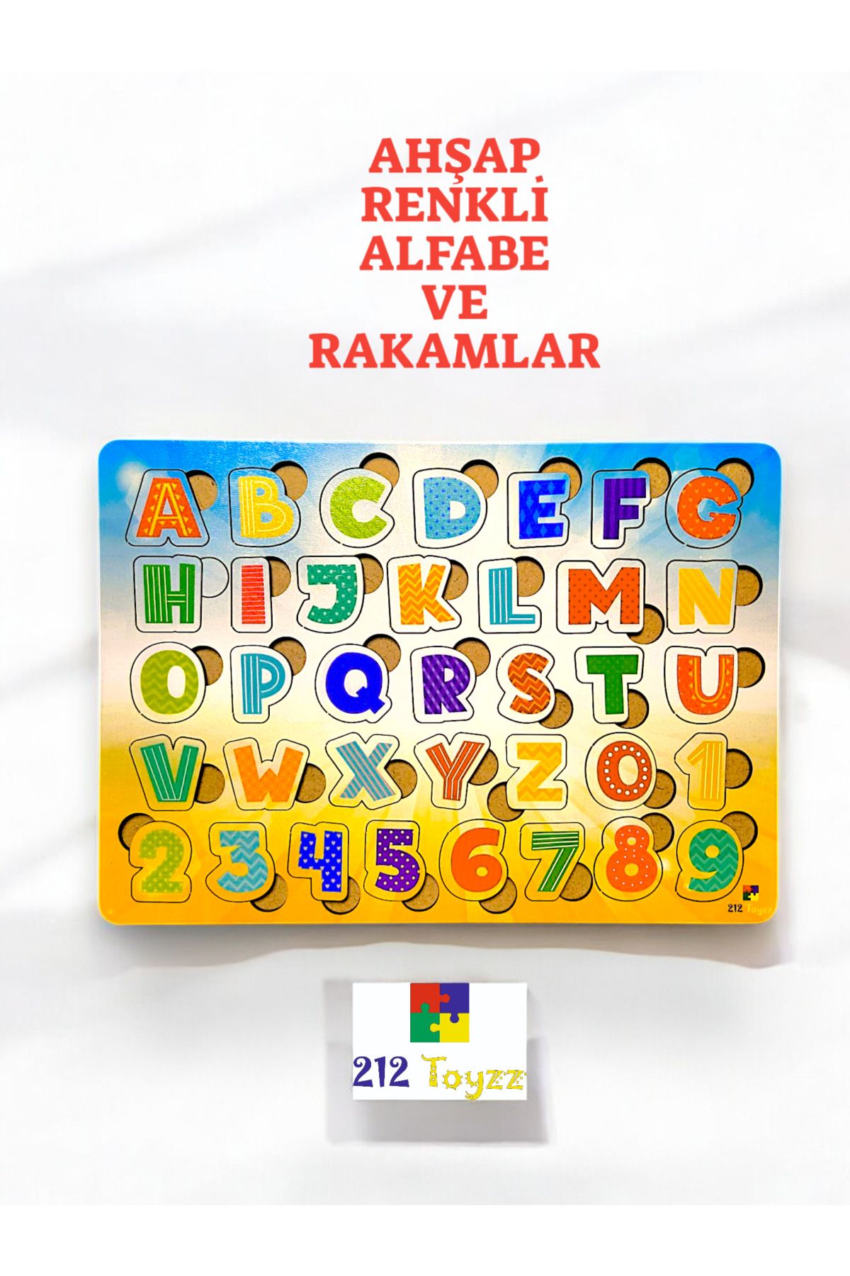 212toyzz ahşap renkli alfabe ve rakamlar  serisi  Ahşap Eğitici  Büyük Harfler Eğitici Bultak Puzzle