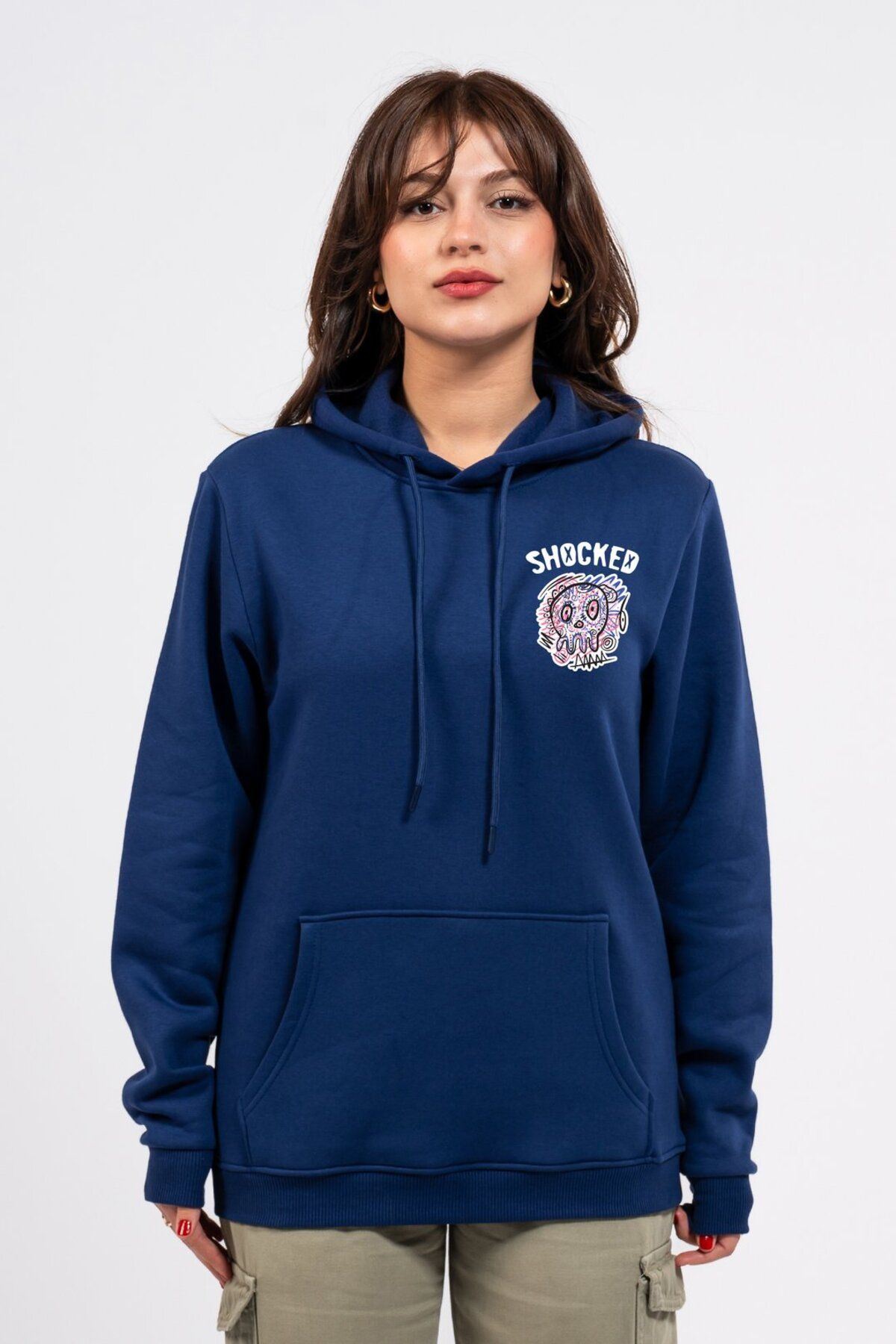 LUMARTA Regular Göğüste Shocked Baskılı Hoodie