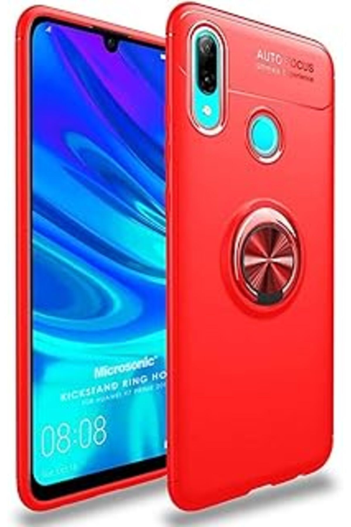 Ceet Markets Huawei Y7 Prime 2019 Için Kılıf Kickstand Ring Kırmızı [Y7 Prime 2019 Ile Uyumlu