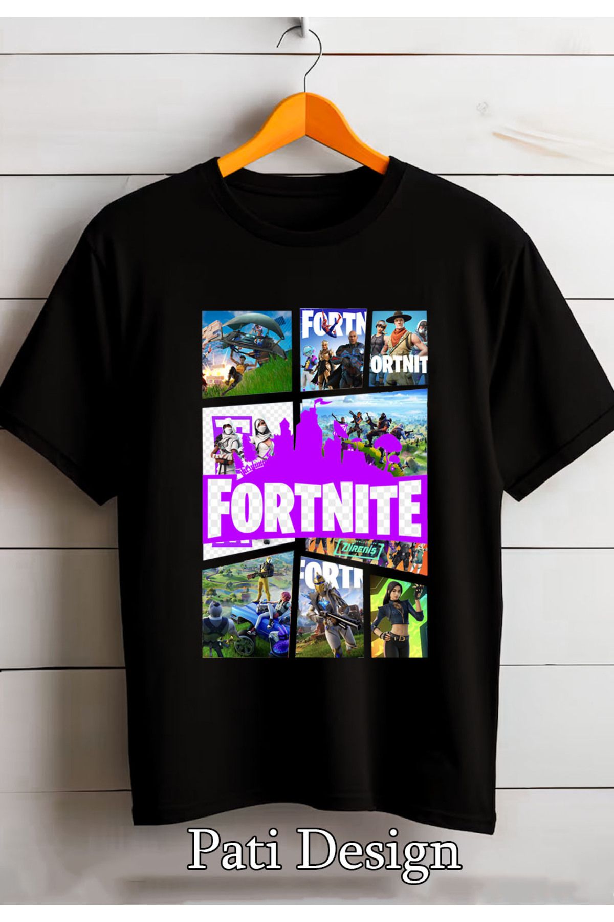 patilli Fortnıte Baskılı Gamer Tshirt Oversize