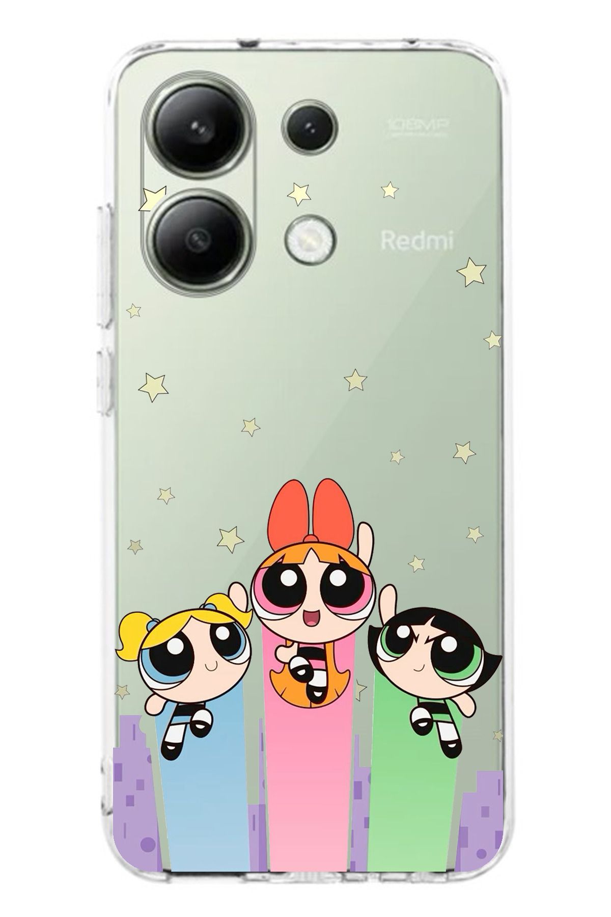 TechTree Redmi Note 13 4G Uyumlu Powerpuff Girls Tasarımlı Şeffaf Silikon Kılıf