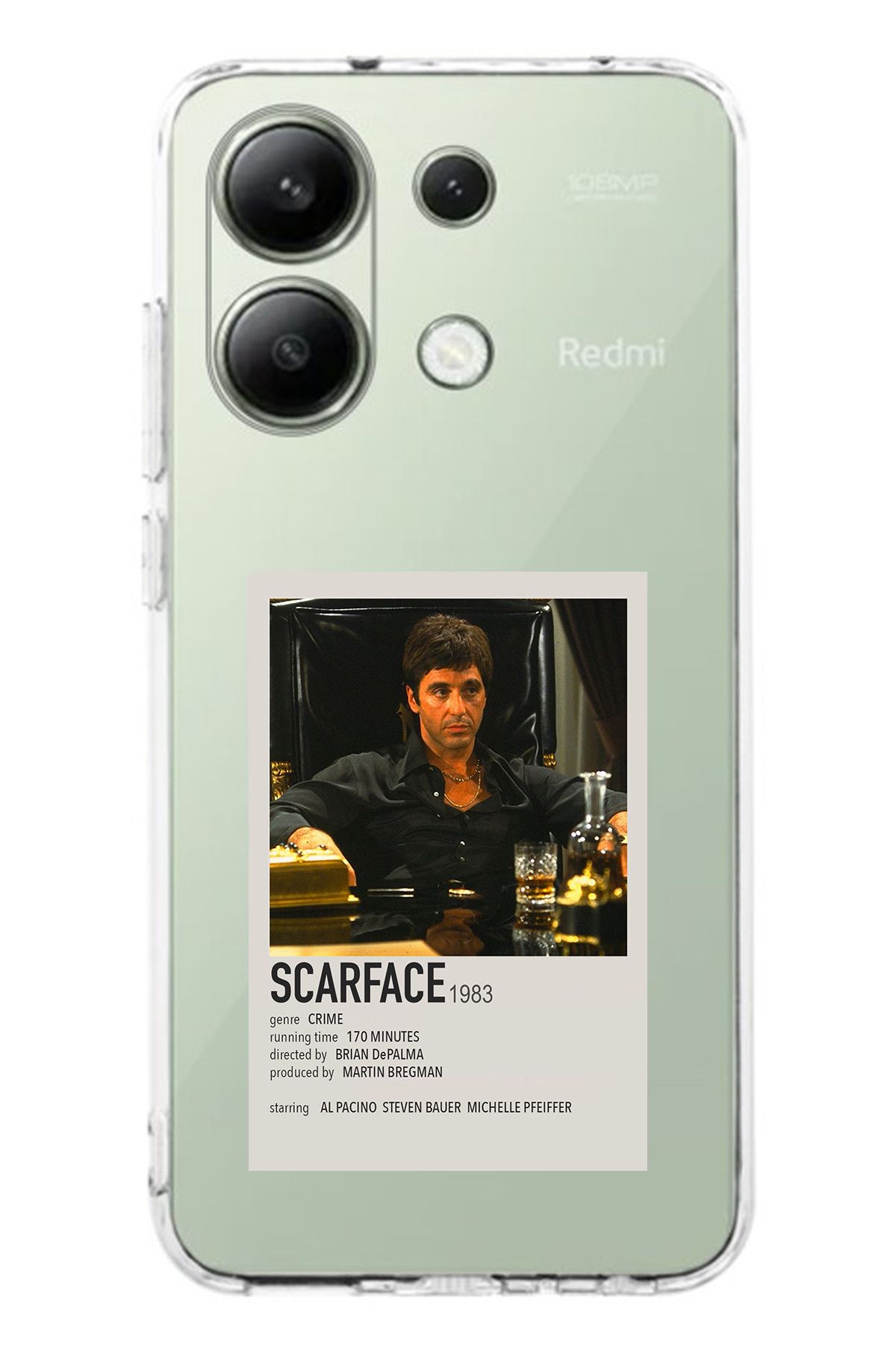 TechTree Redmi Note 13 4G Uyumlu Scarface Mini Poster Tasarımlı Şeffaf Silikon Kılıf