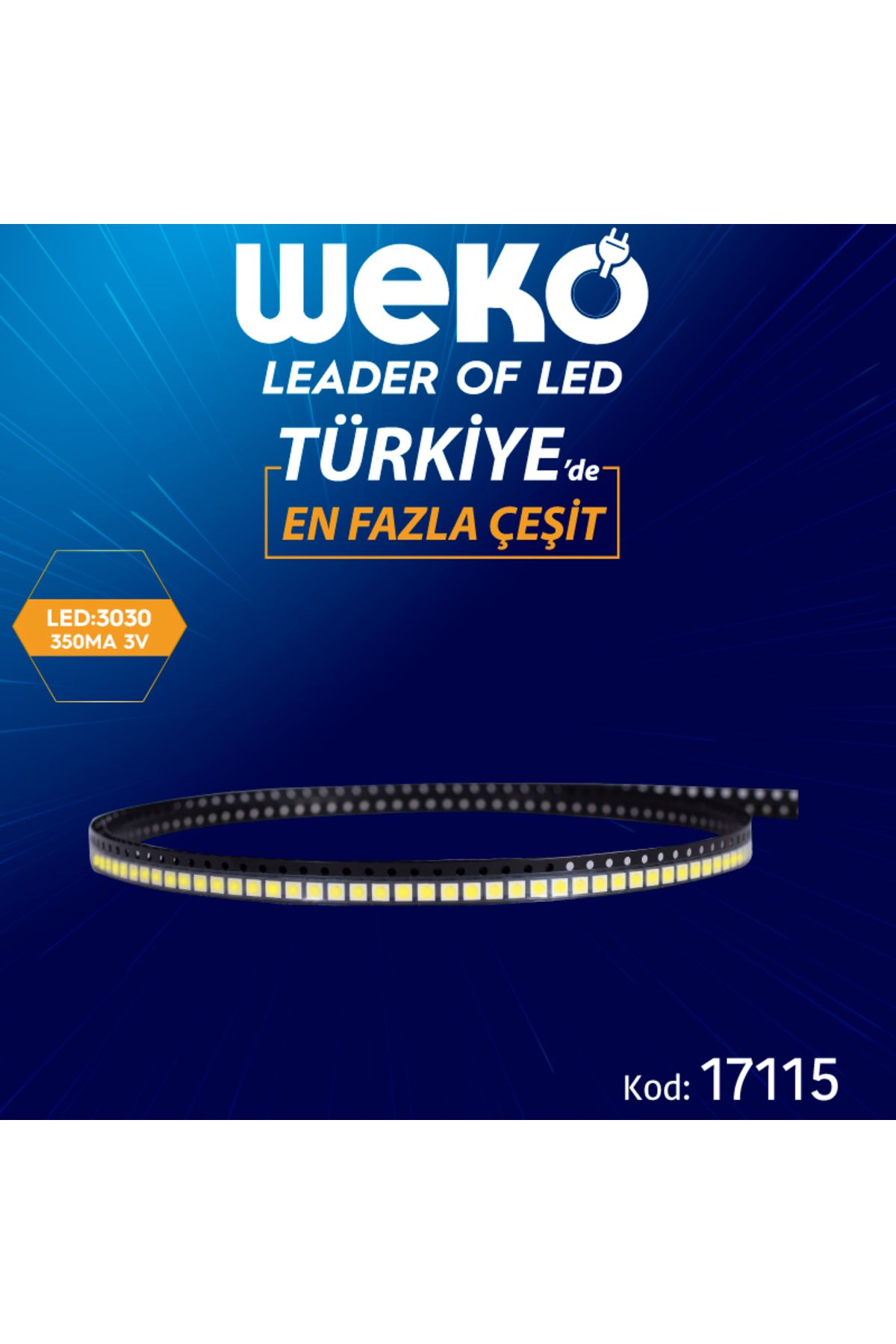 ZUHUDİ Ledbar Ledleri 3030 350 Ma 3V (Büyük Eksi Küçük Arti)