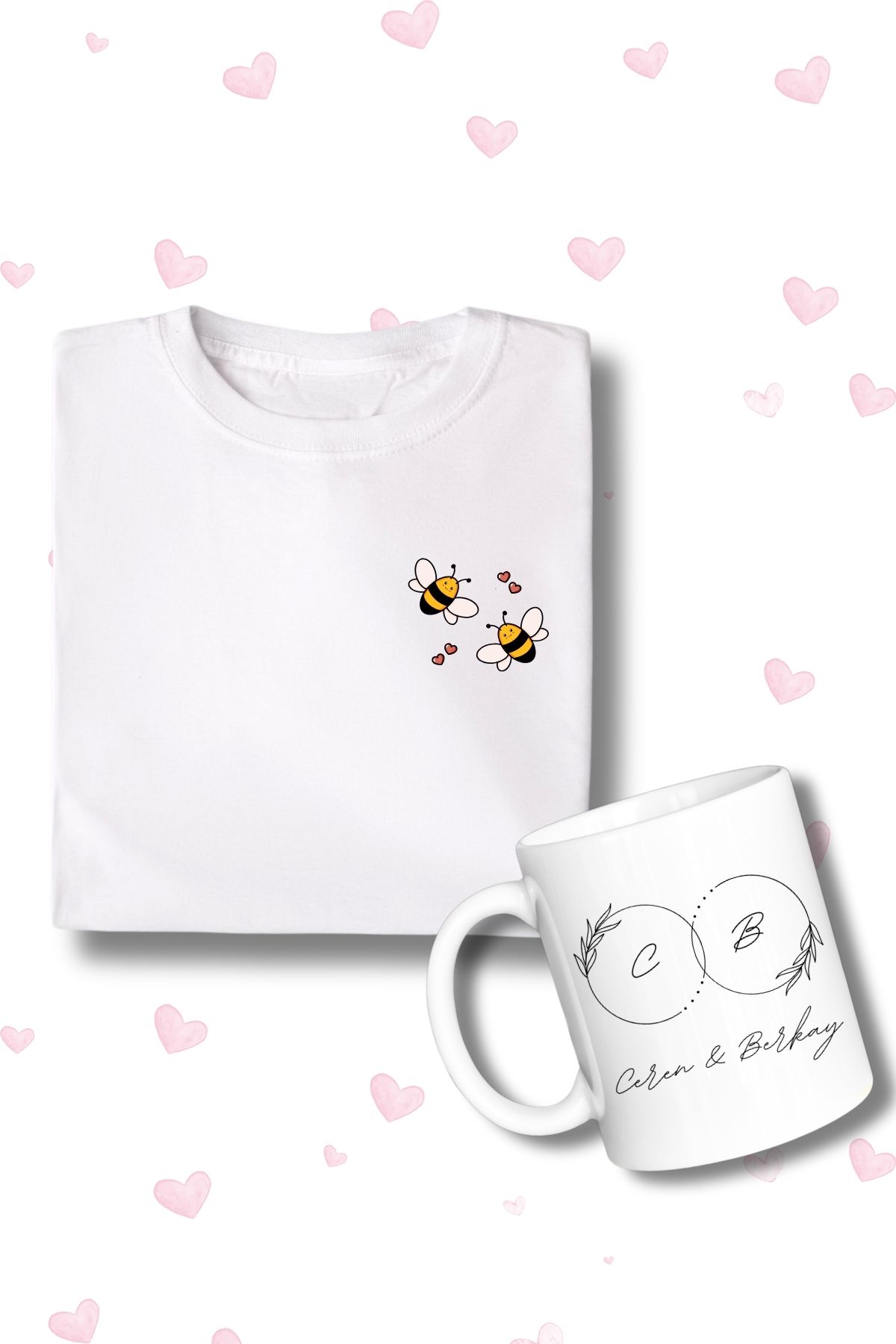 karikatürstore Kİsme Özel Unisex Tişört ve Kupa Seti Sevgililer Günü Özel Baskılı Set