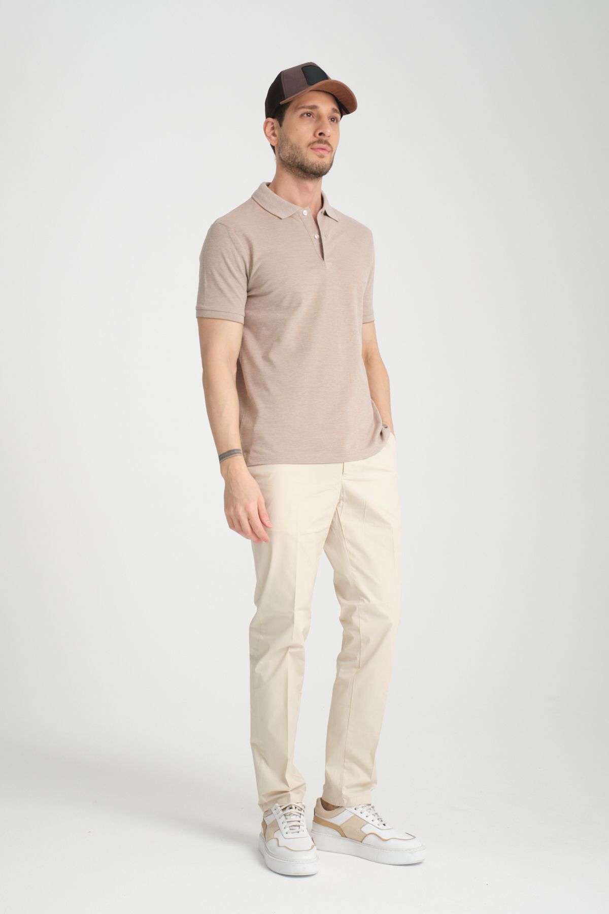 Frappoli-Men's Camel Boggee Pedso - Italian Lapel, Non-Shrink Lycra, 100% Cotton, Slim Fit Polo T-Shirt 6