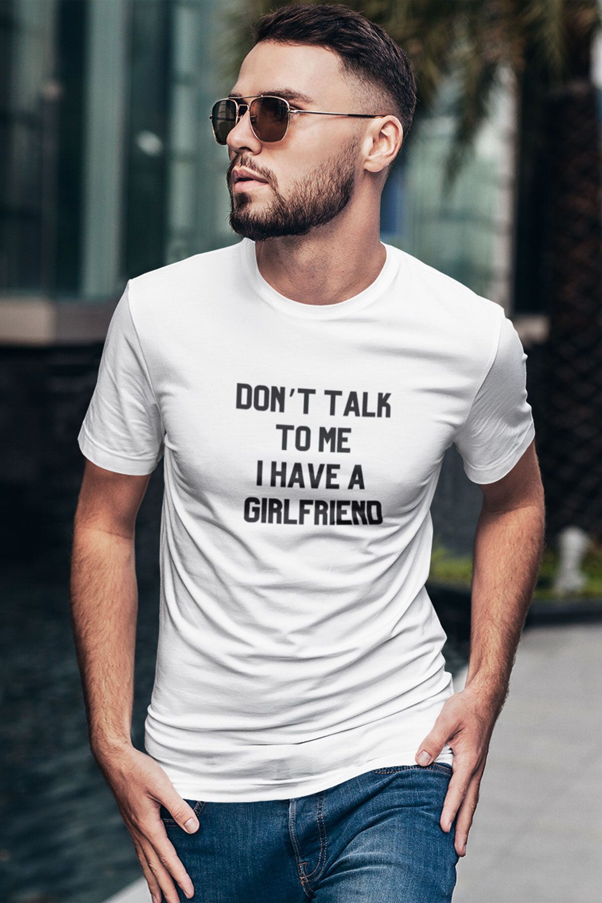 qoeuyl boutique Don't Talk To Me I Have A Girlfriend Baskılı Sevgiliye Hediye Doğum Günü Sevgililer Günü T-Shirt