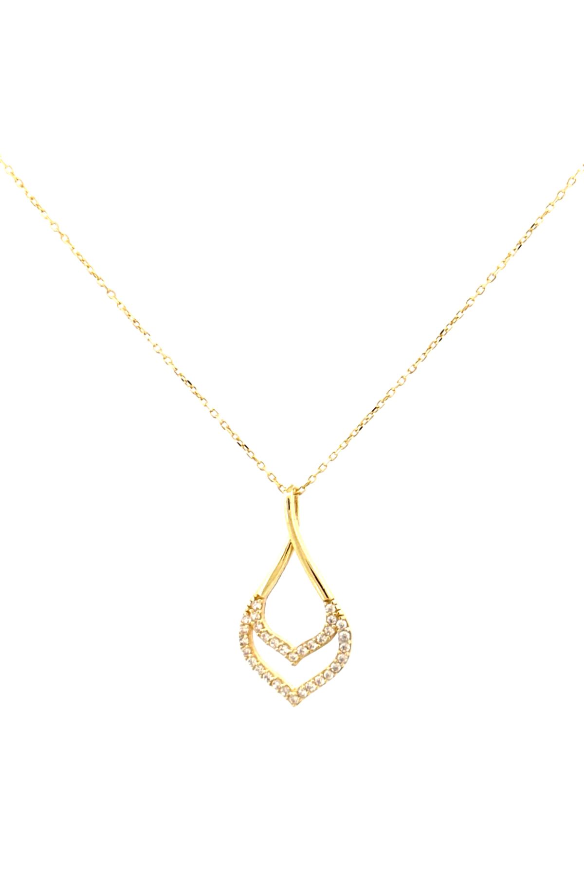 JİA JEWELRY ÇİFT DAMLA KOLYE GOLD 925 AYAR GÜMÜŞ KOLYE