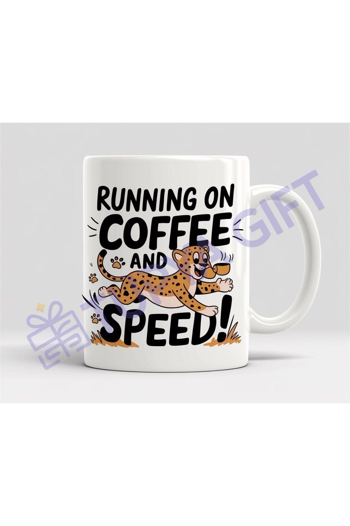 Tupya Gift Hız ve Enerji Temalı Kupa - "Running on Coffee and Speed"