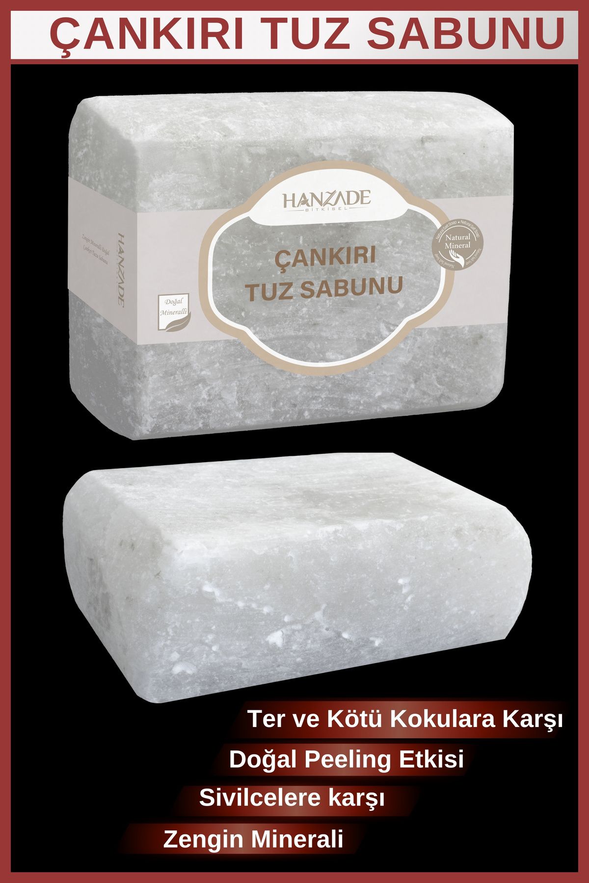 Hanzade Bitkisel Çankırı Tuz Sabunu 300-350 Gr Zengin Mineralli Doğal Saf Çankırı Kaya Tuzu Sabunu