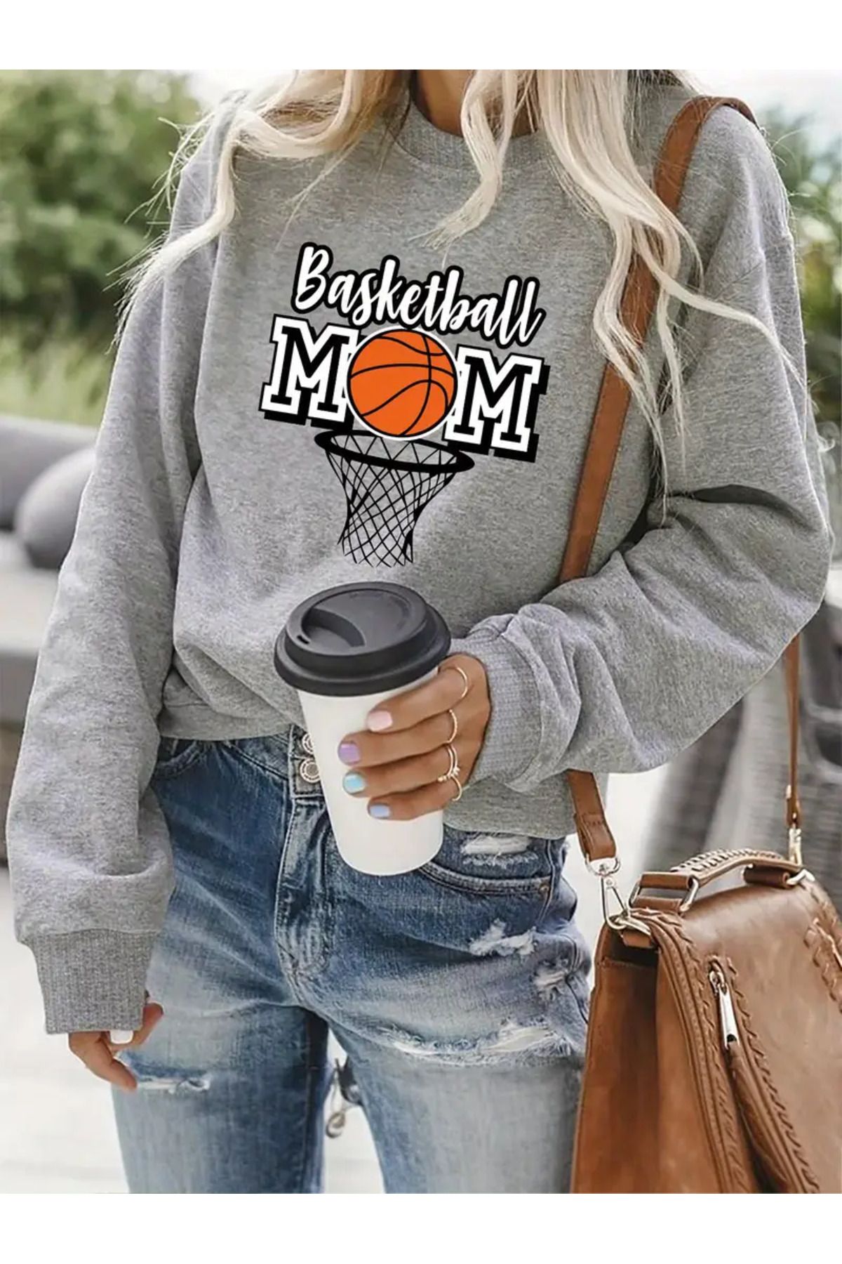 Nebulaa Tekstil NEBULAA Rahat Kadın Basketbol Anne Sweatshirt