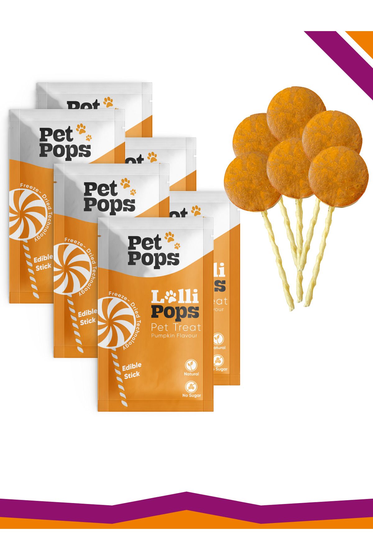 PET POPS Lollipops Tavuk Ciğeri Bal Kabağı Dondurularak Kurutulmuş Kedi Köpek Ödülü Lolipop 6'lı Lolipopu