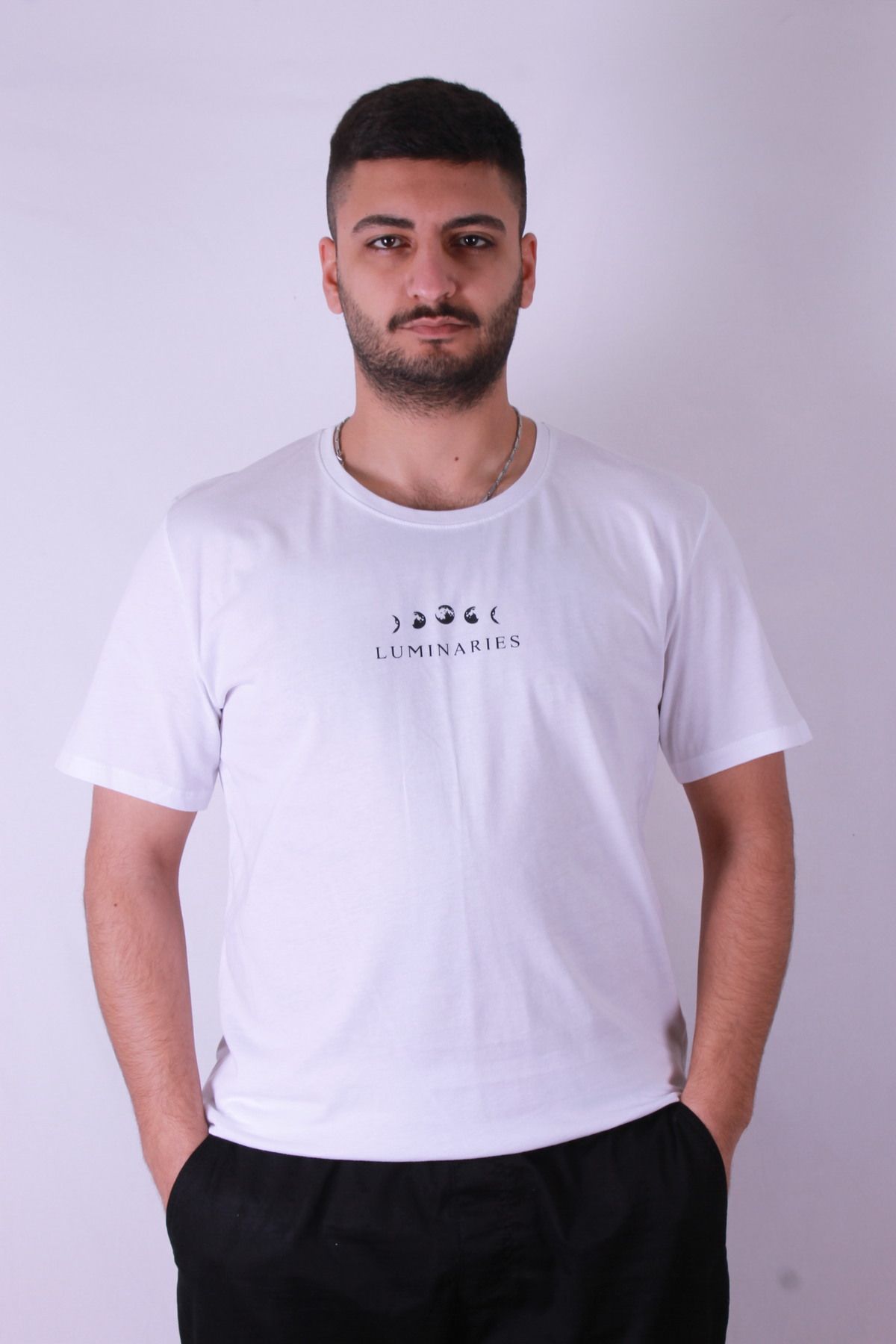 trender Lumineres Baskılı Beyaz Erkek T-Shirt Tr-05