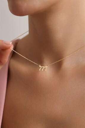 NEREZE 925 Ayar Gümüş Gold Kaplama 777 Melek Numarası Kolye