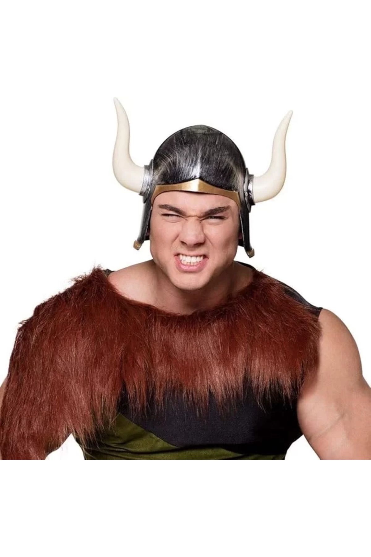 TREND Mega Boynuzlu Viking Ivar Kaskı Eskitilmiş Desen Gümüş Renk