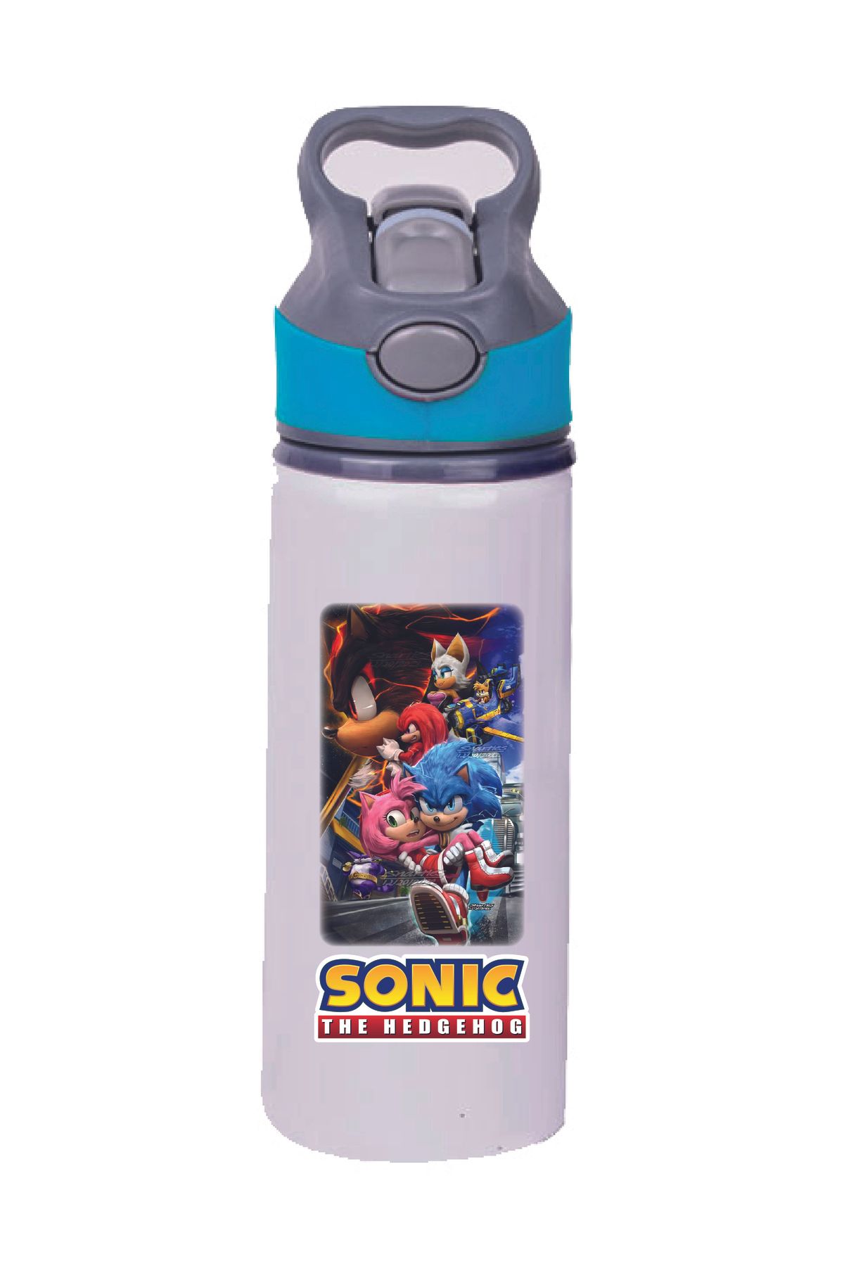 DKDZ SHOP SONIC Baskılı Pipetli Mavi Suluk - Matara - 650ml -009