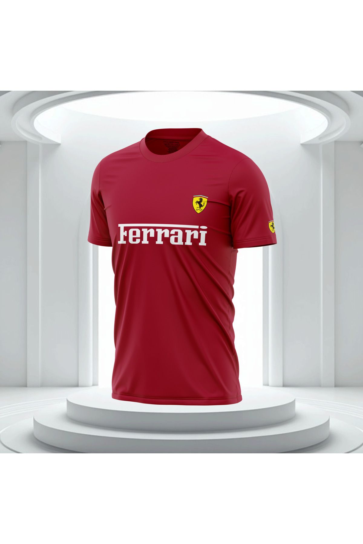 Bulvar Lee Erkek Sıfır Yaka Günlük %95 Pamuk %5 Likra Ferrari Baskılı T-shirt