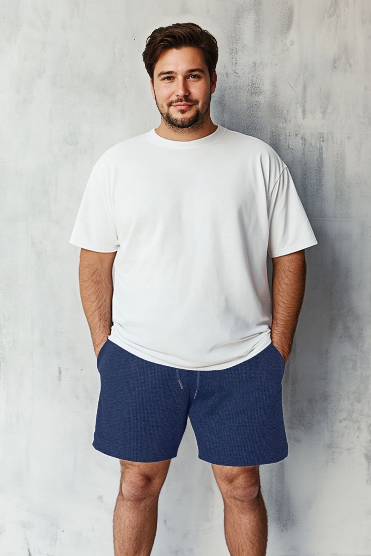 Trendyol Collection Granatowe, Regularne/normalne, Dopasowane, Teksturowane, Duże Rozmiary, Szorty I Bermudy Mężczyzna - 5XL