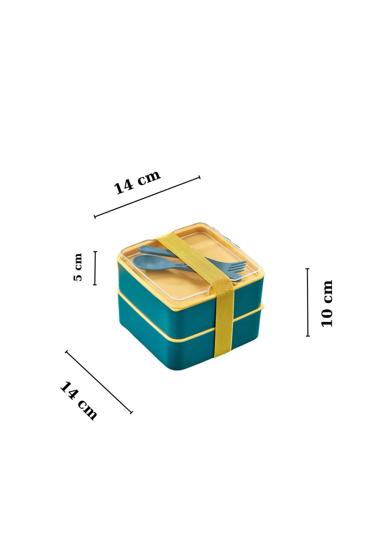 MHK Collection-Practical and Fashionable Lunch Box 2-Tier Compartments with Spoon and Fork Set, Portable Food Storage Container 4