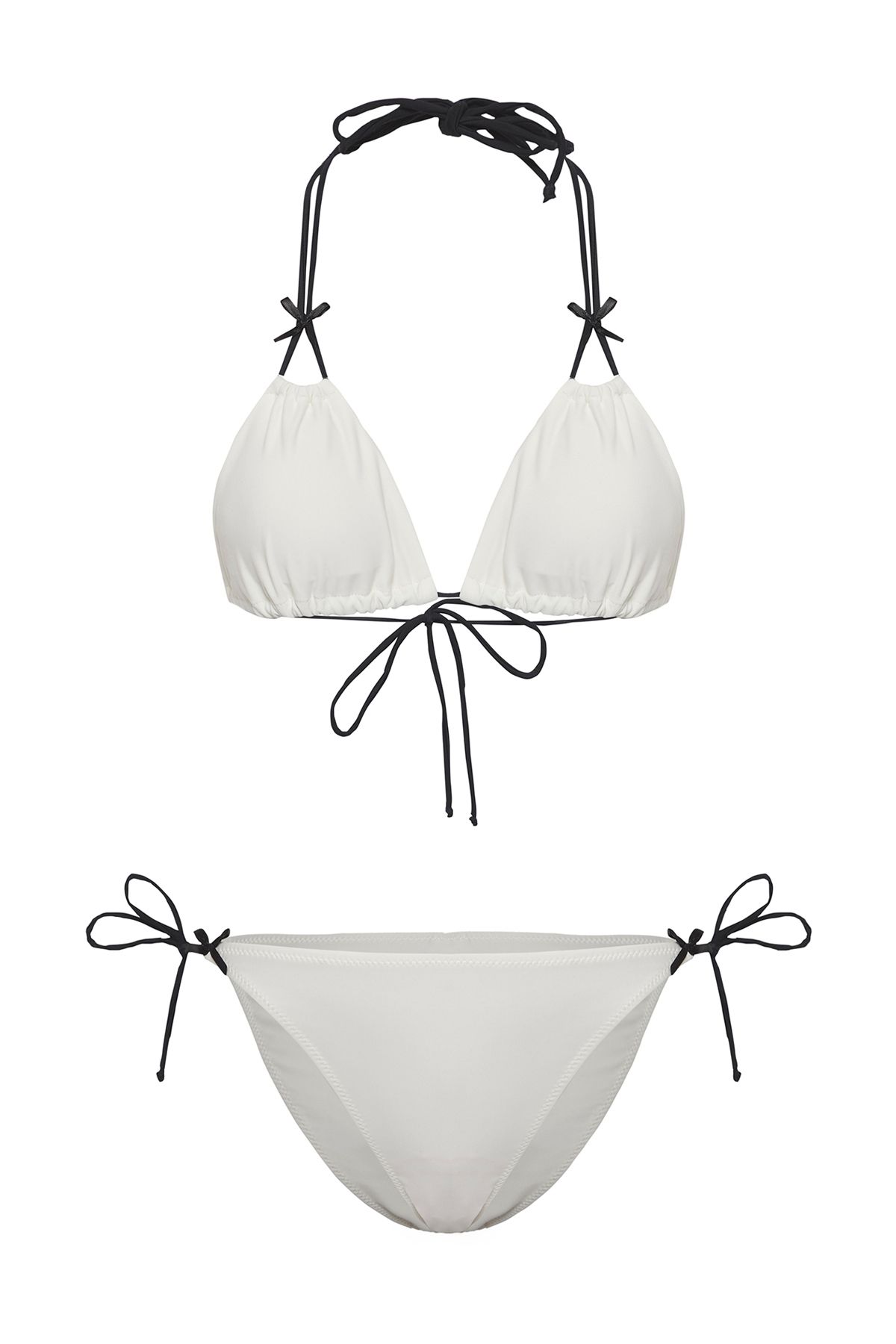 Trendyol Collection-Ecru Triangle Contrast Color Bow Detailed Regular Pretty Bikini Set Tbess25Bt00002 5