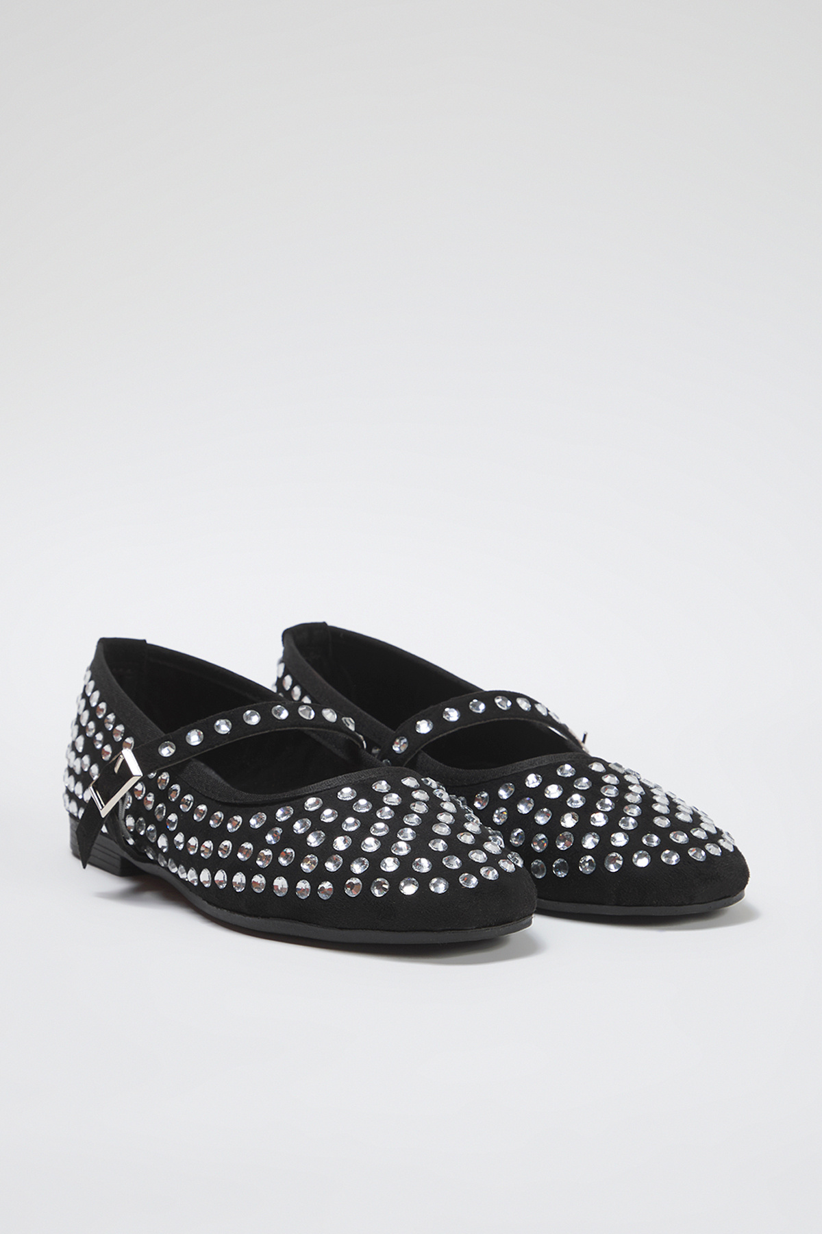 TRENDYOL SHOES-حذاء باليرينا نسائي من جلد الغزال باللون الأسود ومقدمة اللوز ماري جين TAKSS25BE00014 3