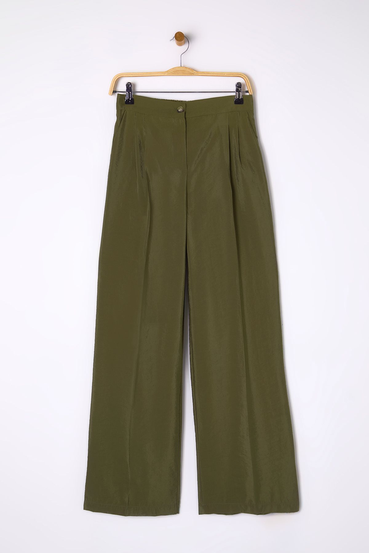 Trendyol Collection-Khaki Modal Wide-Leg Pants - Soft Tuşel Twoss25Pl00004 9