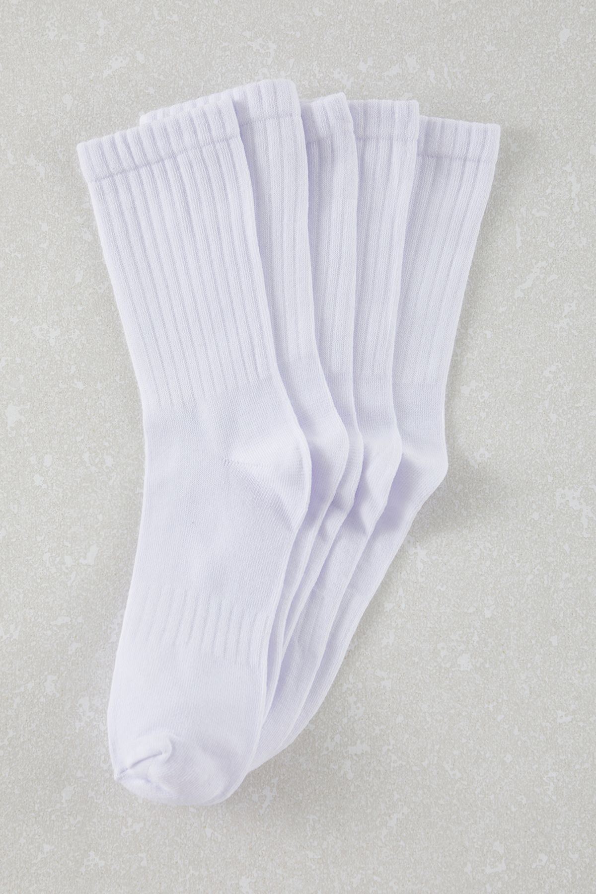 Trendyol Collection-White Unisex 5 Pack Cotton Textured Socks-Length Socks Tmnaw25Co00011 2