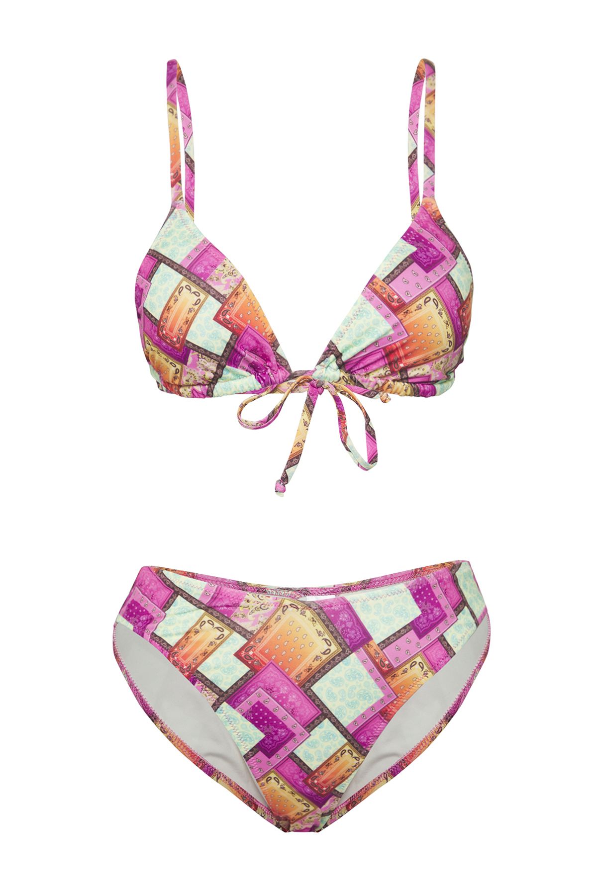 Trendyol Collection-Dreieckiges, normales Bikini-Set mit geometrischem Muster TBESS25BT00111 5