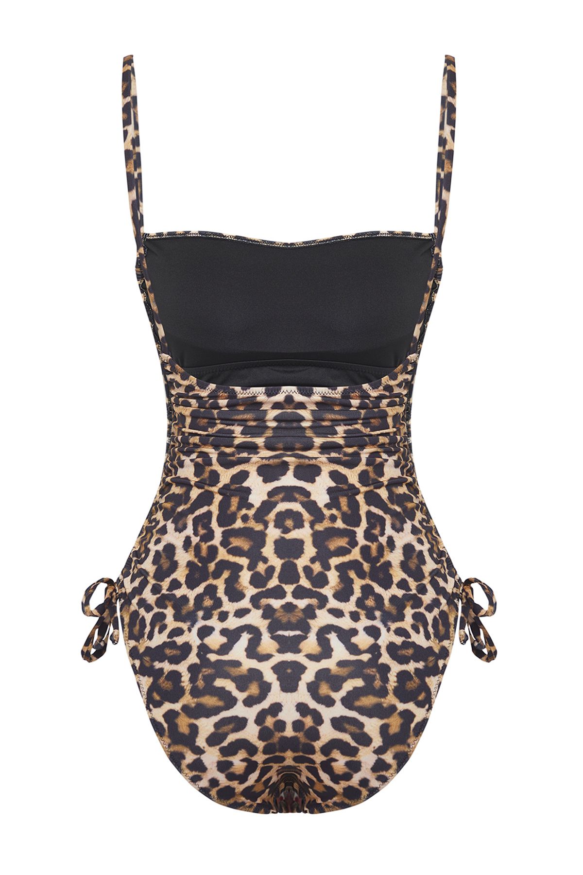 Trendyol Collection-Brasilianischer Sling-Badeanzug mit Leopardenmuster – quadratischer Kragen und Kordelzug-Detail TBESS25MA00066 6