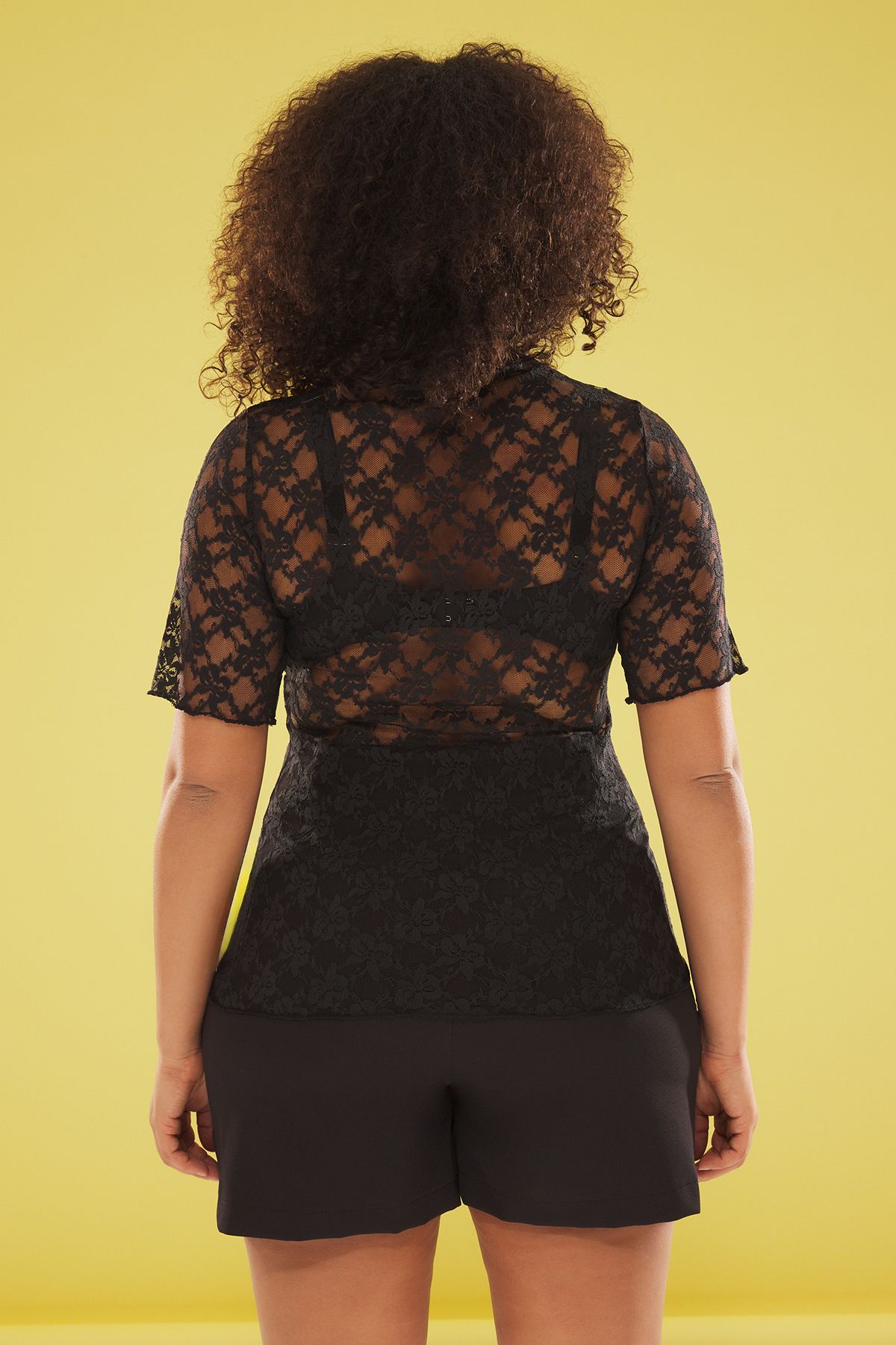 Trendyol Curve-Чорна мереживна блузка Orme Plus Size TBBSS25AF00004 5