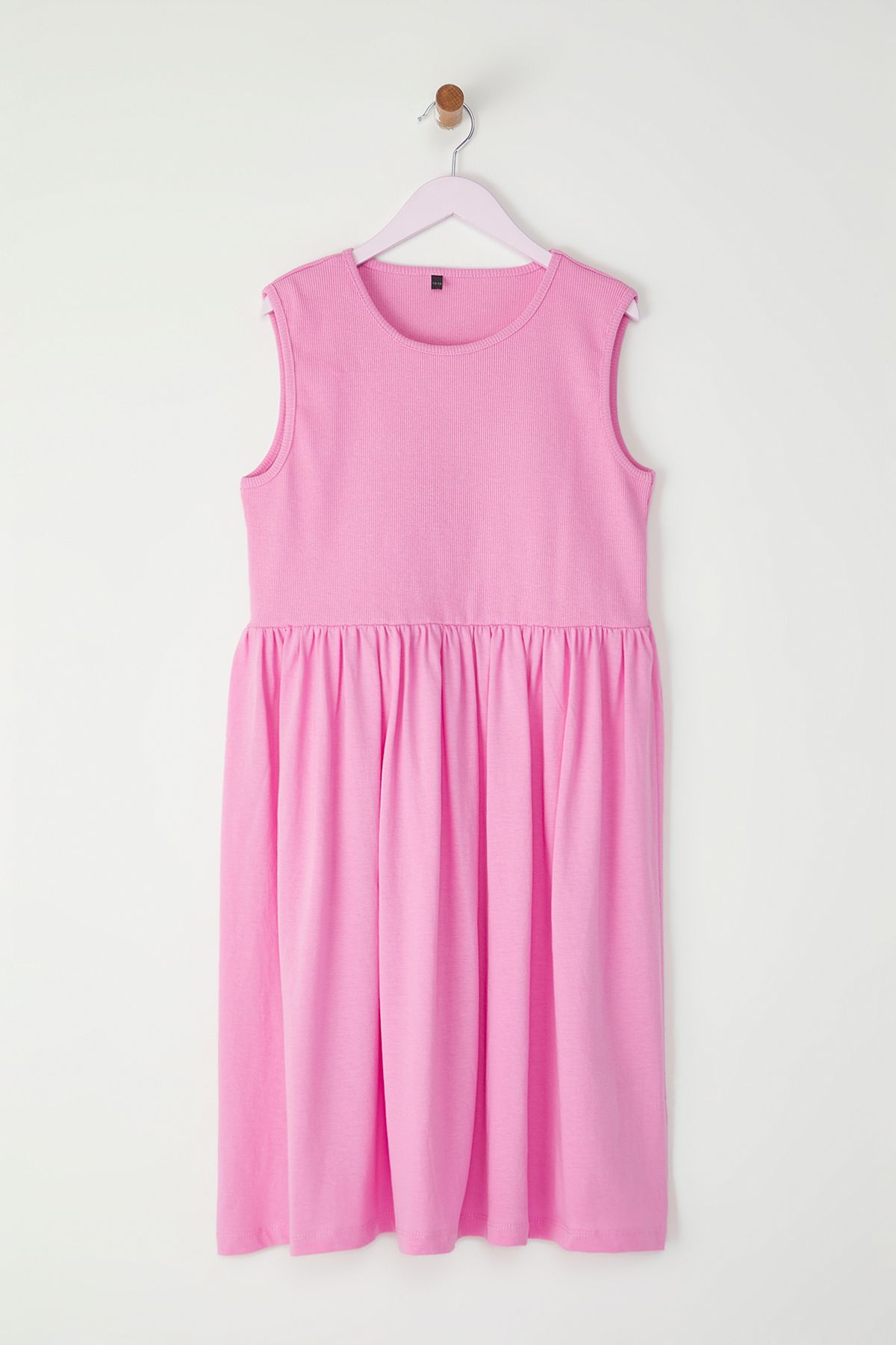 TRENDYOLKIDS-Pink Maxi Plain Knitted Dress Tkdss25El00018 1