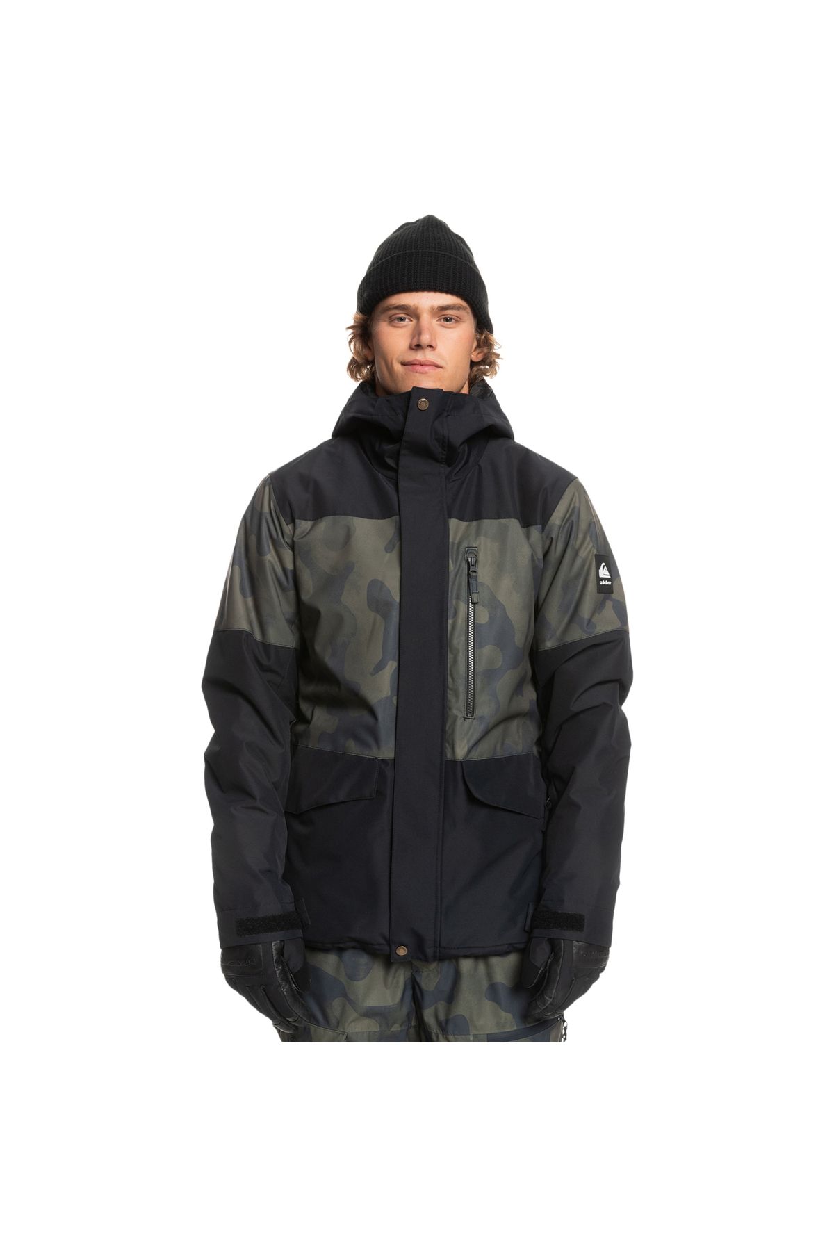 کاپشن اسکی کلاهدار مشکی مردانه Eqytj03339 Mission Printed Block Jk Quiksilver