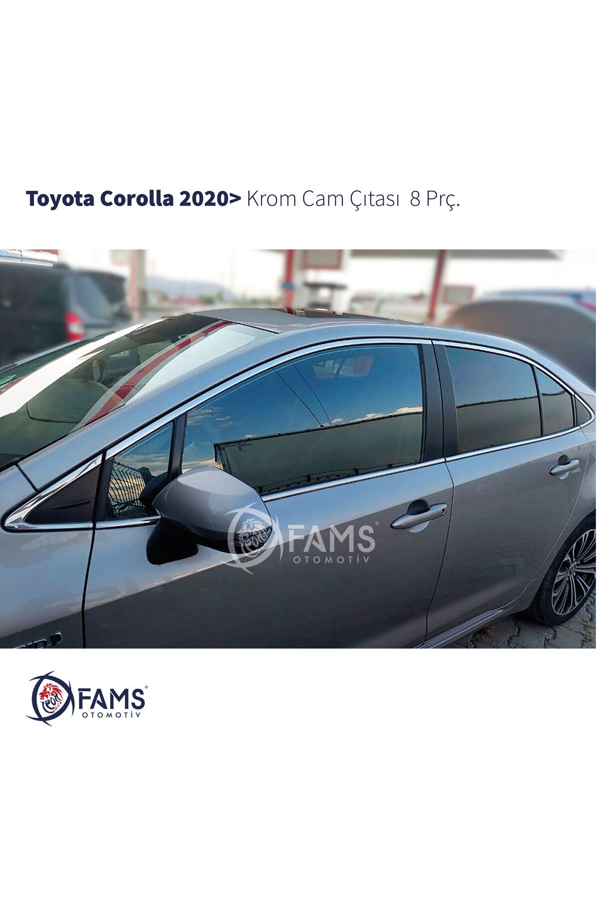 Leonacs Fams Otomotiv Toyota Corolla Uyumlu 2020 üzeri Krom Cam Çıtası  8 Parça Paslanmaz Çelik