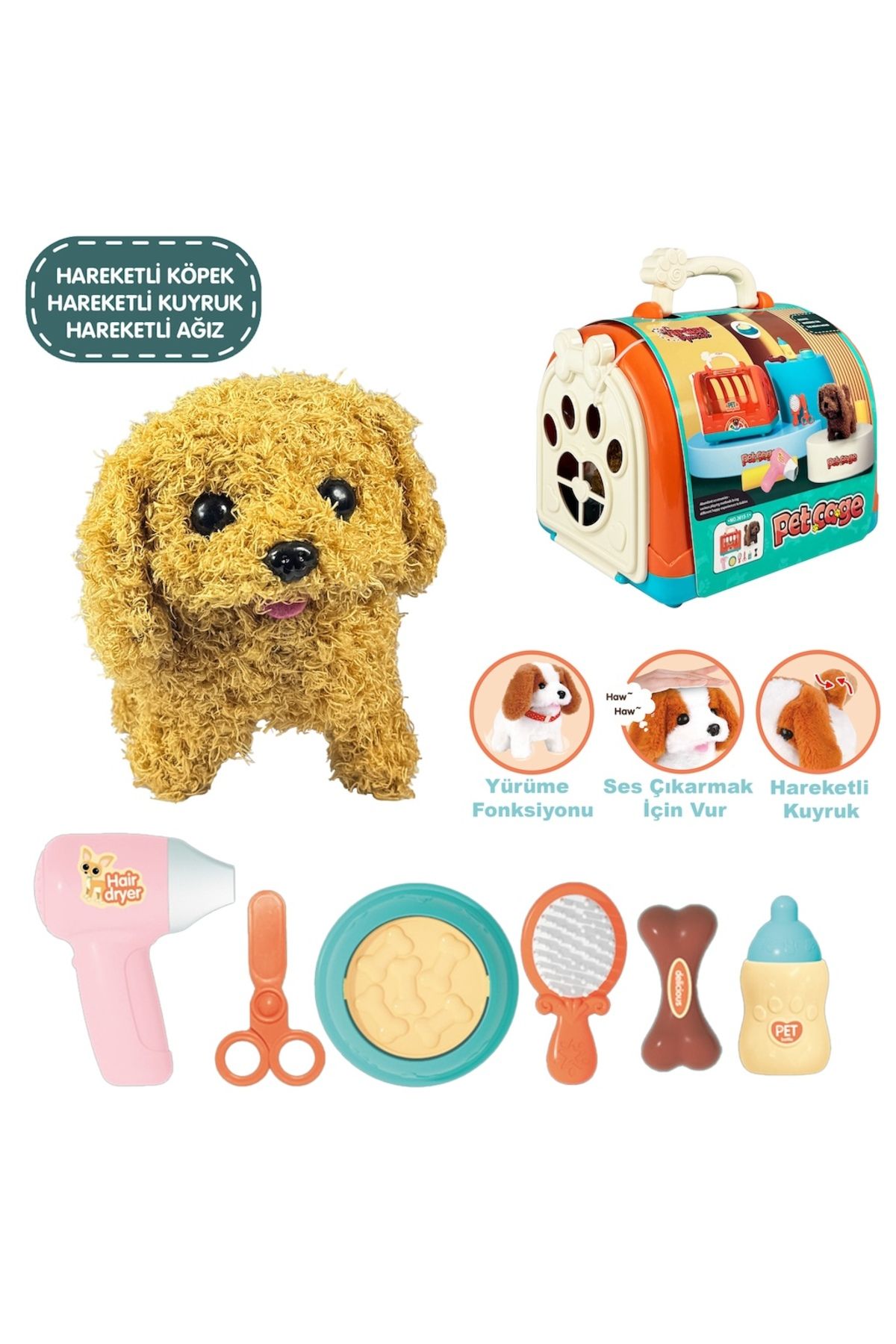 Tower Toys Taşıma Çantalı Hareketli Pilli Köpek Set Pet Shop