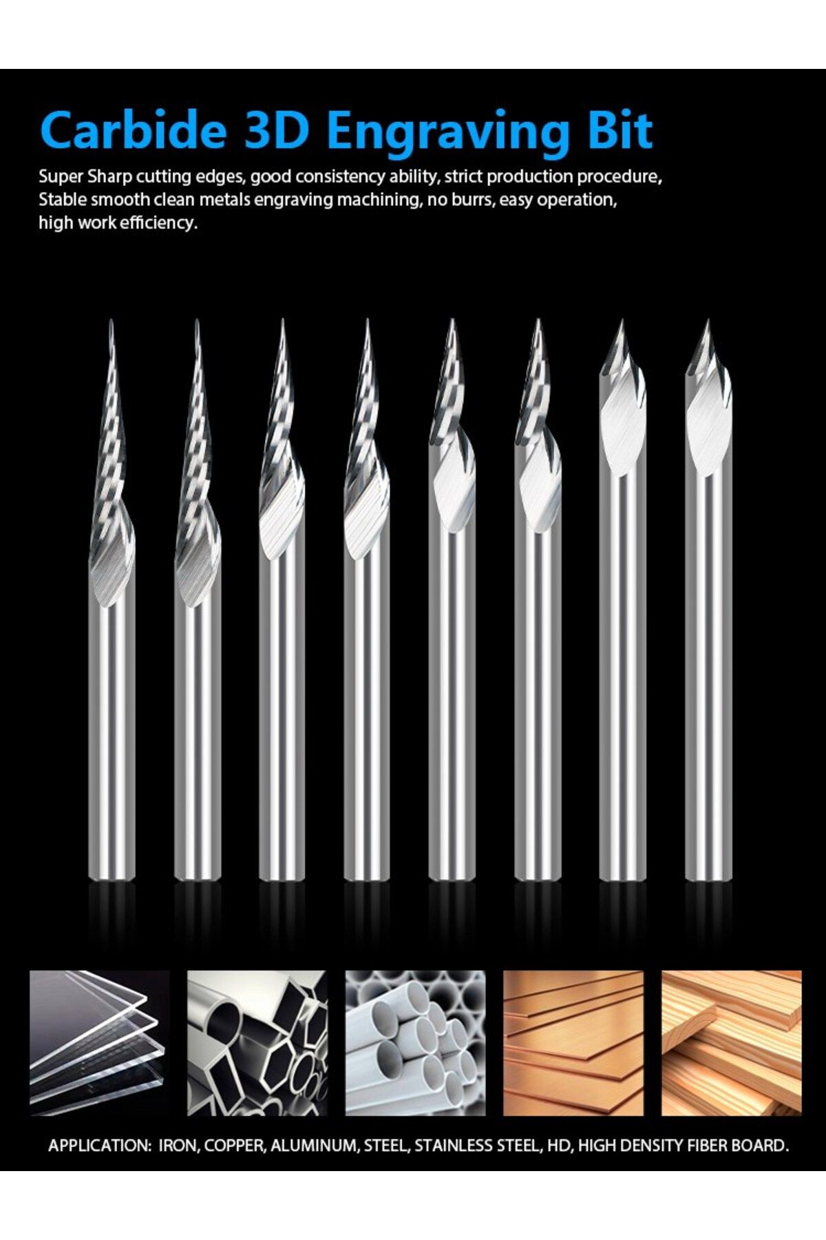 Choice-XCAN PCB Engraving Bit 3.175mm Shank V Shape Carving Bits 10-30 Degrees Carbide CNC Router Bit Ti... 7