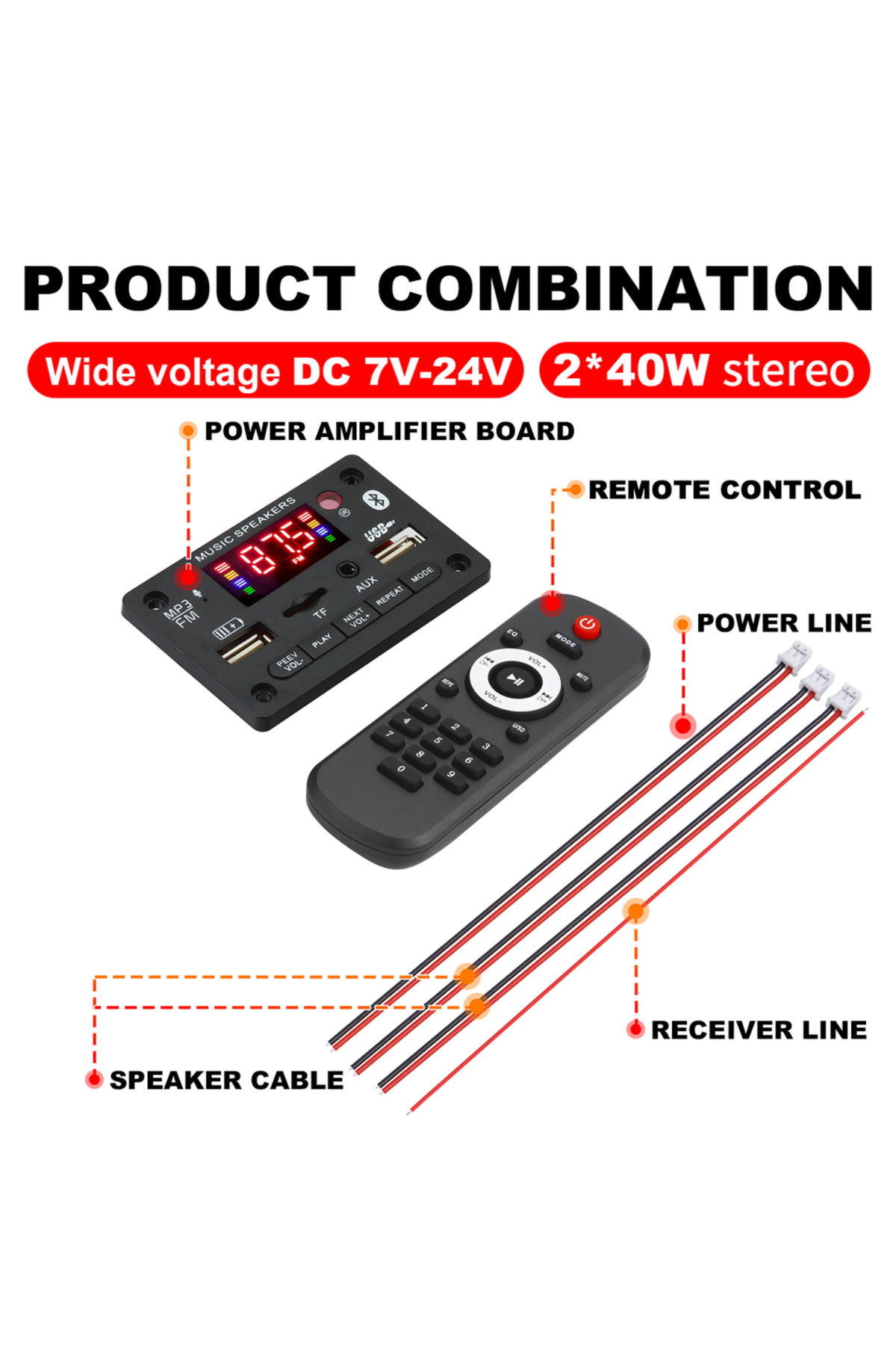 Choice black Bluetooth 5.0 MP3 Decoder Board 2*40W 80W Amplifier Audio ...