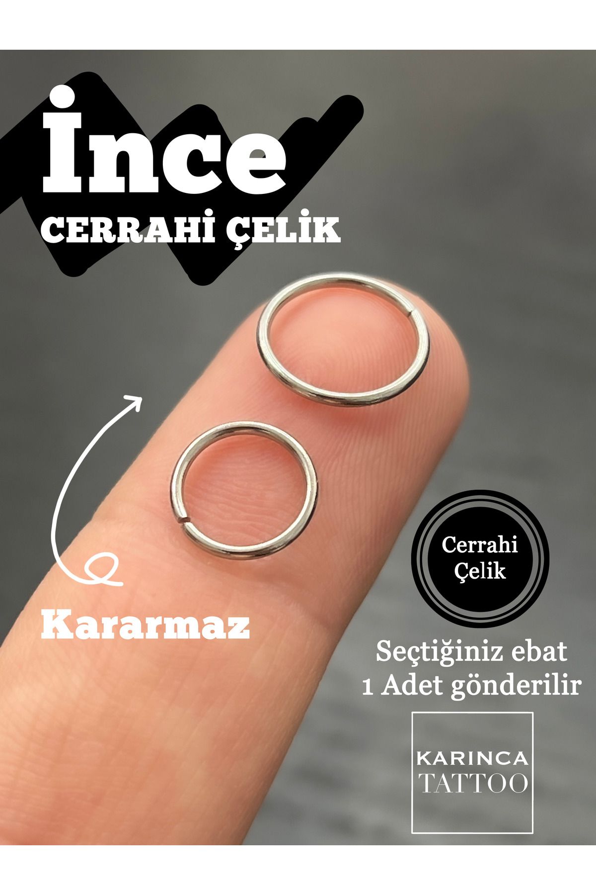 Karınca Piercing-Thin Ear Nose Full Ring Piercing (Ant Tattoo) 1