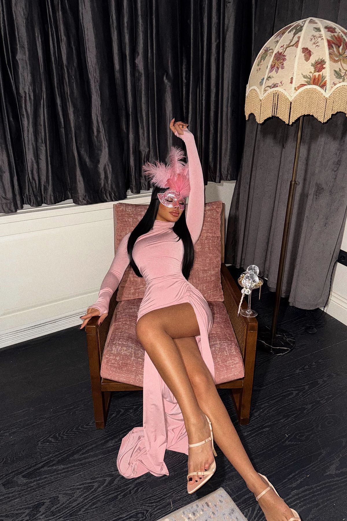 Eyyo-Pink Taren Slit Dress Ate-1755 7