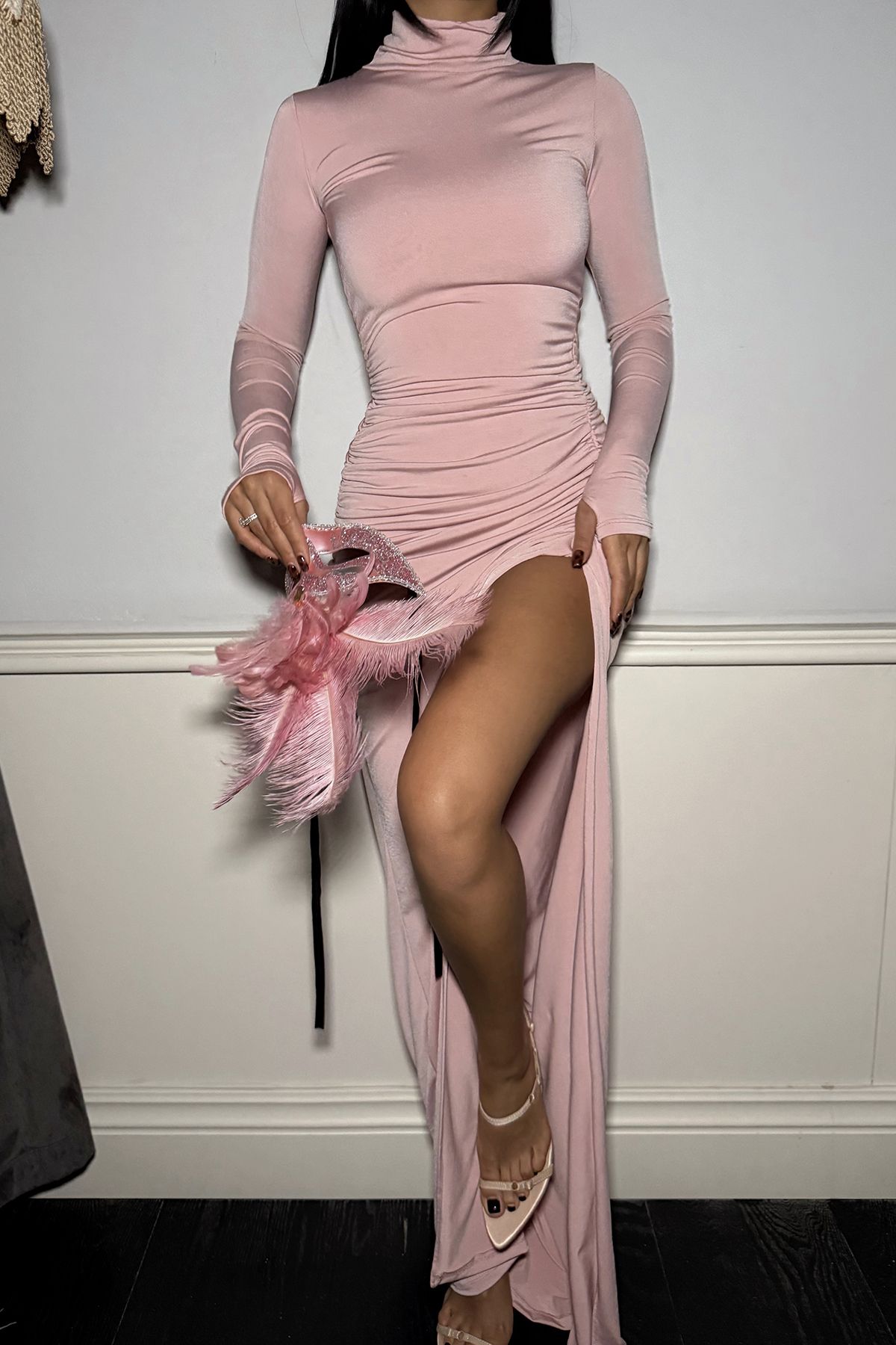 Eyyo-Pink Taren Slit Dress Ate-1755 2