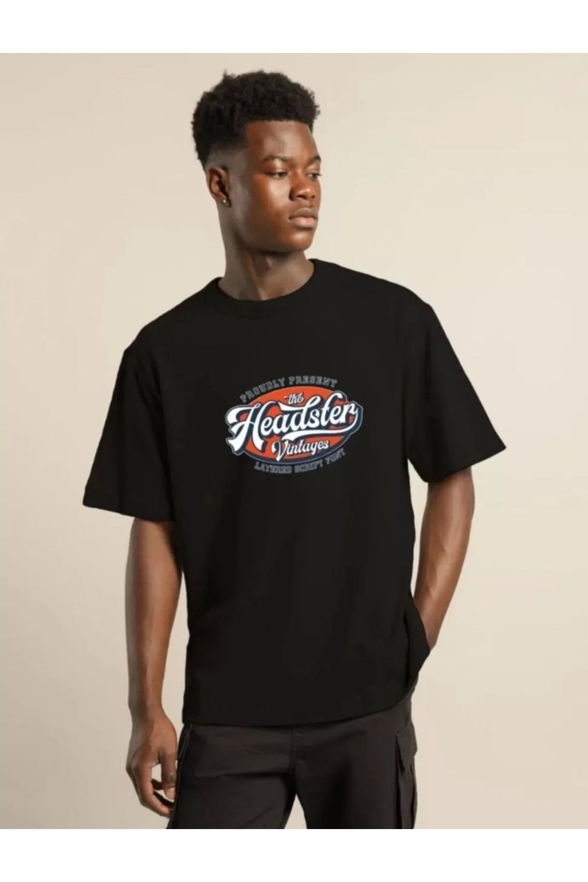 CVS Unisex Baskılı Oversize T-Shirt - Siyah