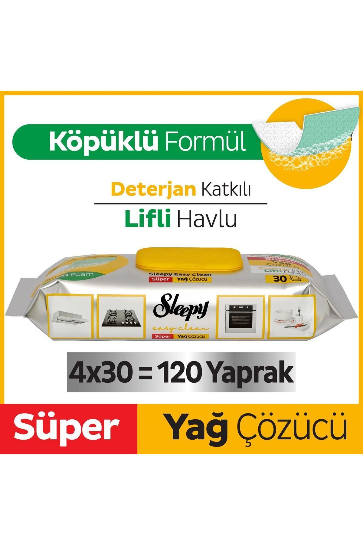 Sleepy Easy Clean Süper Yağ Çözücü Havlu 4X30 (120 Yaprak)