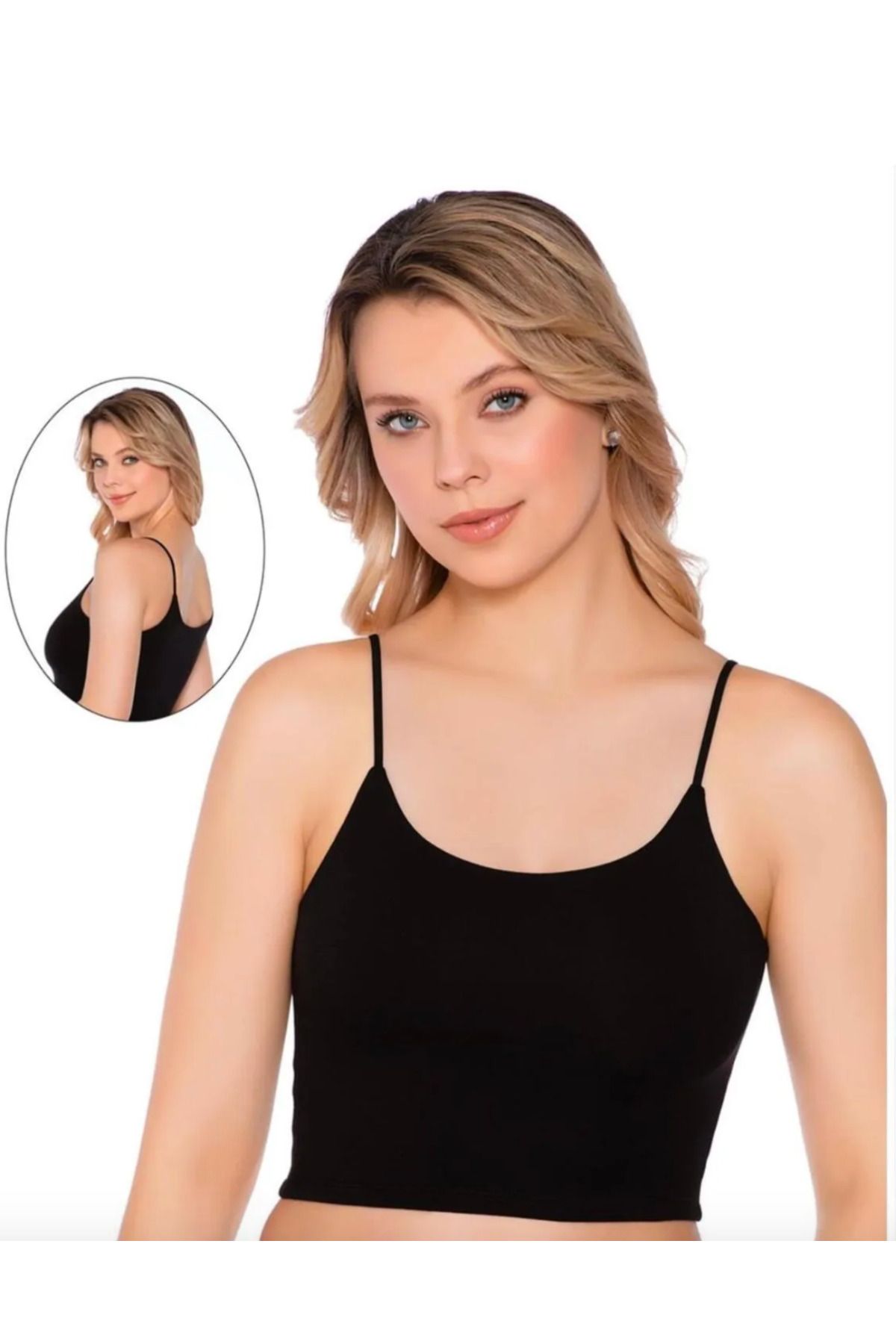 Belinay Kadın, %47 Modal, %47 Cotton, Askılı Crop Atlet