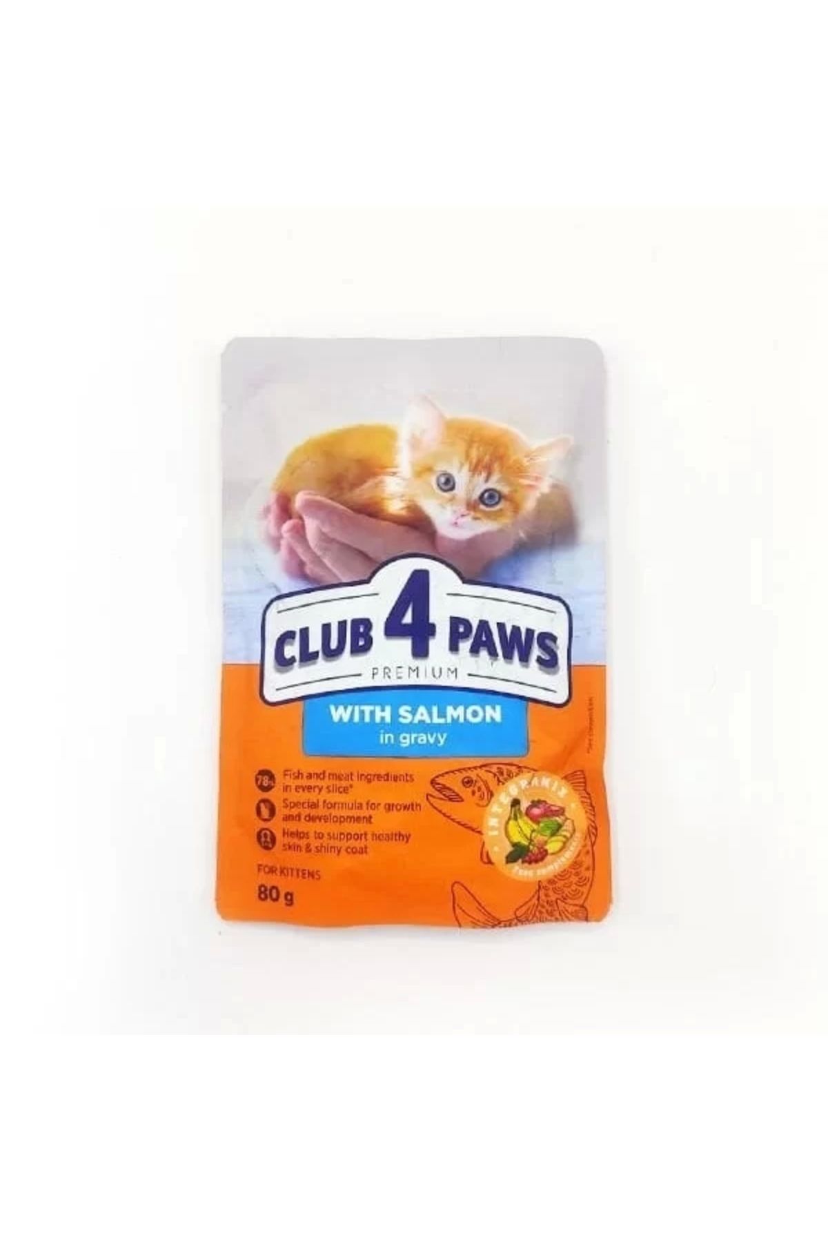 Club4Paws Premium Somonlu Konserve Yavru Kedi Maması 80 gr