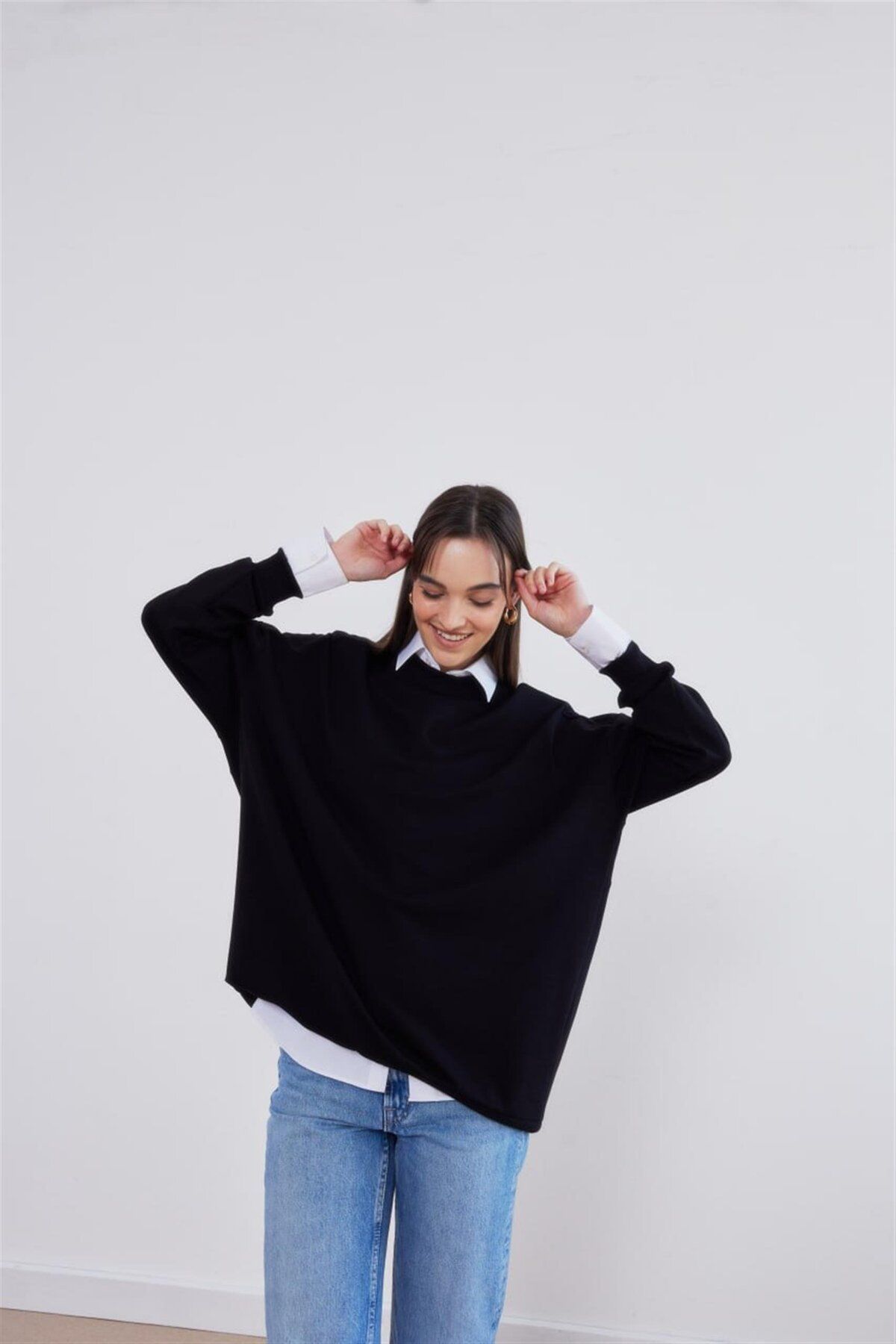 MODA 2382 Sıfır Yaka Ribanalı Tunik Sweat