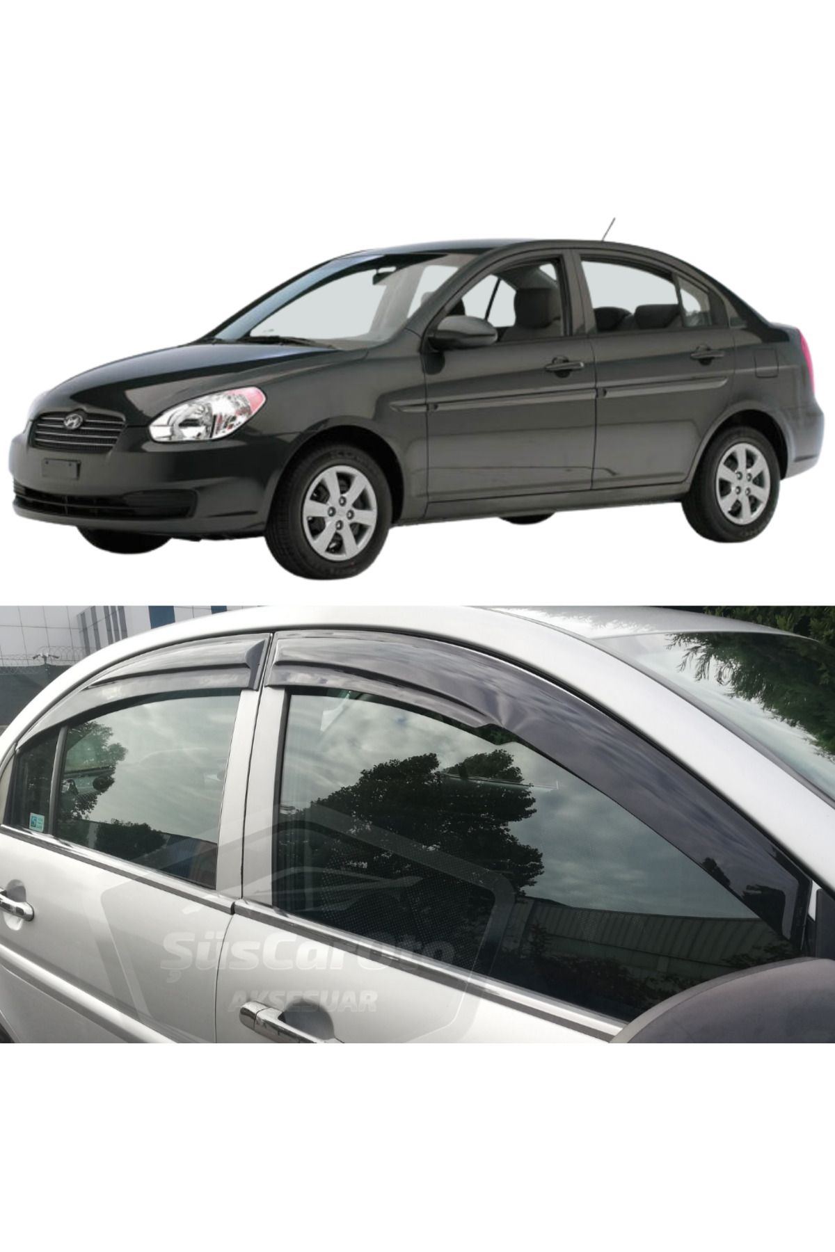 caralp Hyundai Accent Era 2006-2012 Uyumlu Mugen Cam Rüzgarlığı Seti Piano Black 4'lü İthal