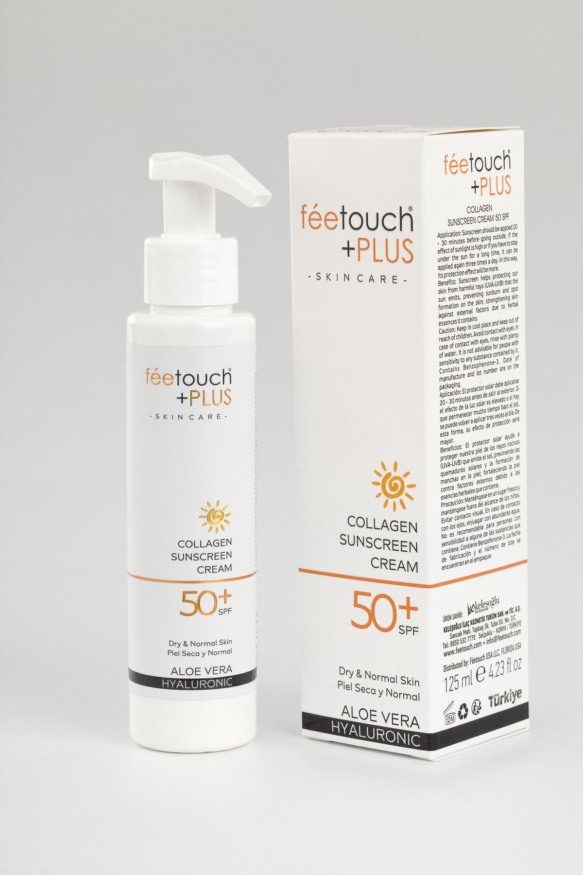 Feetouch Leke Karşıtı Collagen Aloe Vera SPF 50+ Yüz Güneş Kremi 125 ML(Kuru Ciltler İçin)