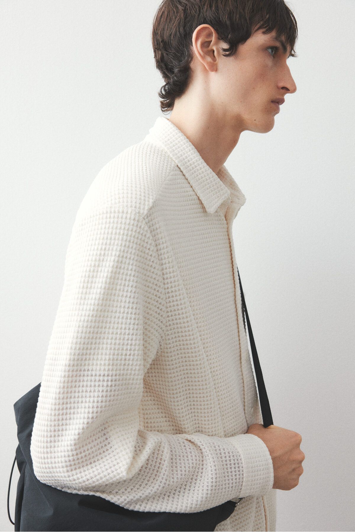 پیراهن / بلوز دکمه دار نود مردانه بافتی لانه زنبوری مناسب است H M H&M
