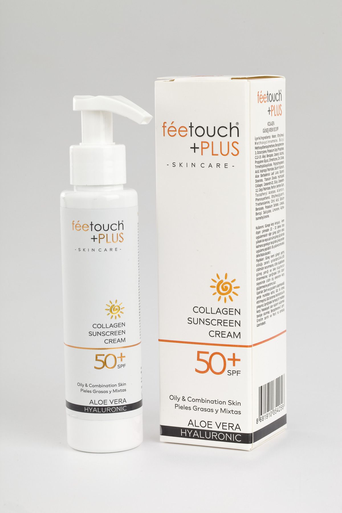 Feetouch Leke Karşıtı Collagen Aloe Vera SPF 50+ Yüz Güneş Kremi 125 ML(Yağlı Ciltler İçin)