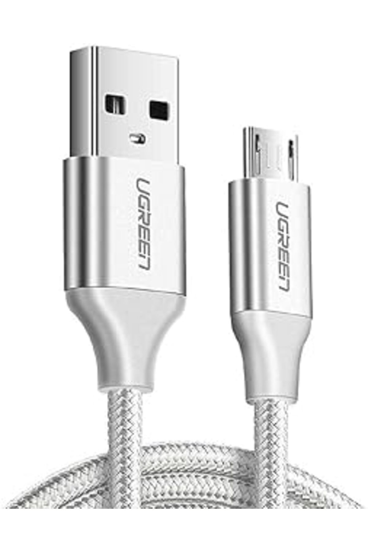 YTT Marketing Ugreen Örgülü Micro-Usb & Usb-A Data Ve Şarj Kablosu, 1 Metre, Beyaz