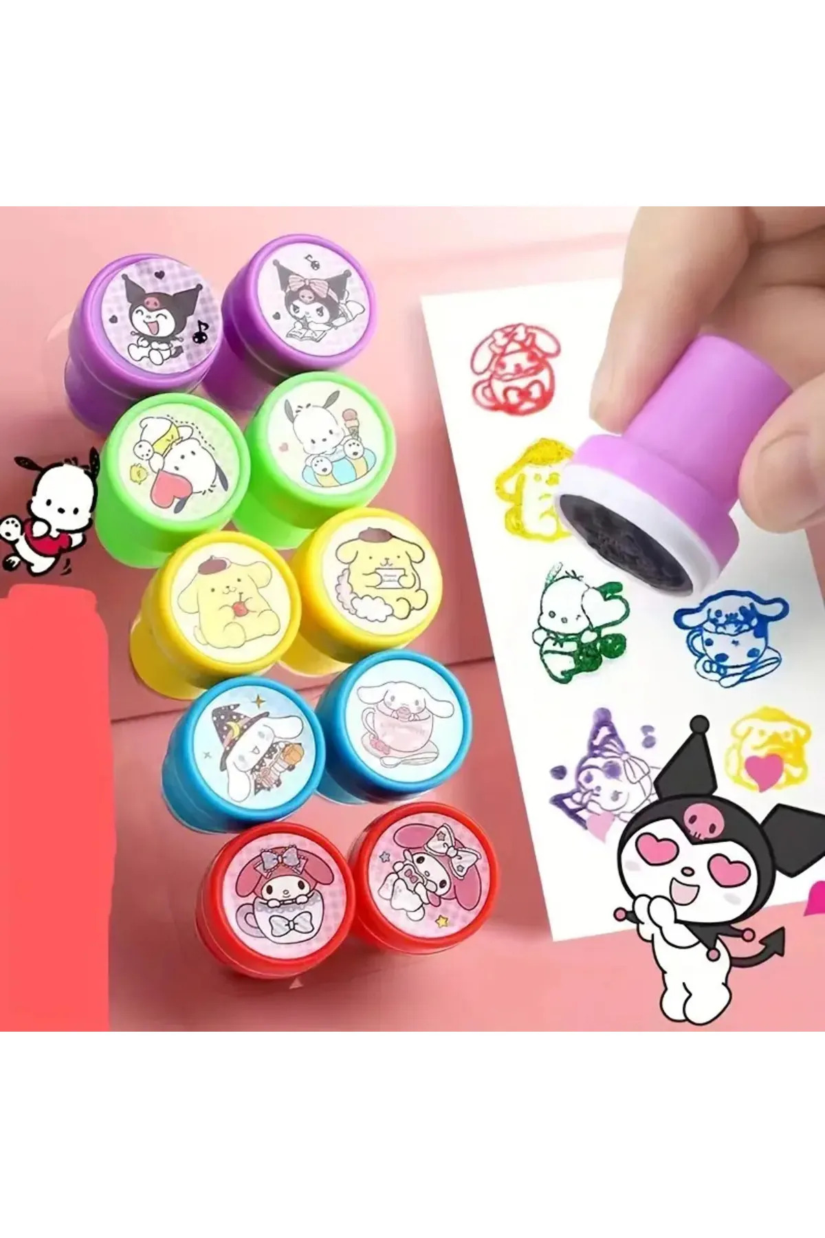 ست ۱۰ عددی مهر چاپ‌دار بازی سانریو کوائی کورومی با مهر خودرنگ