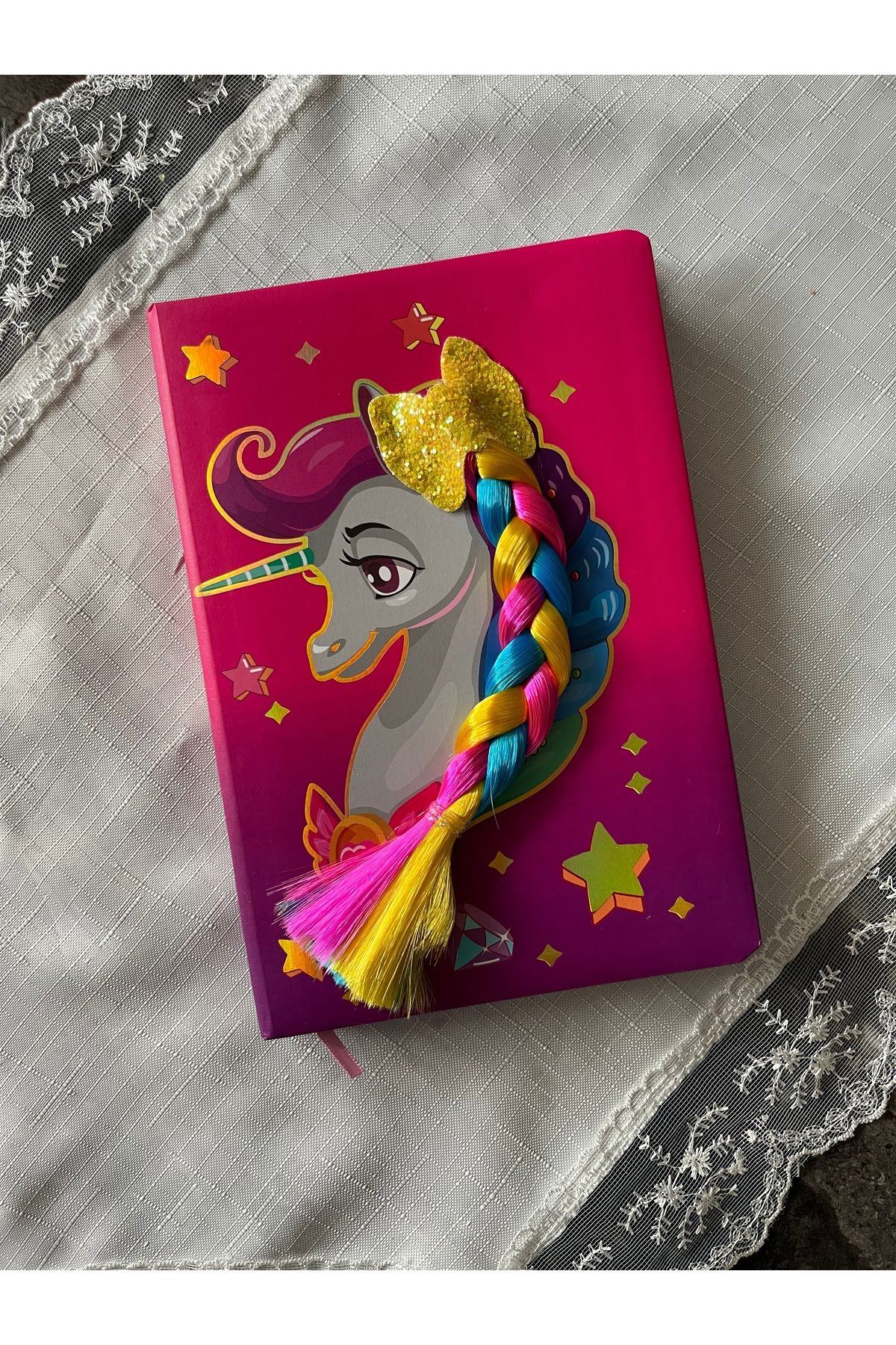 OEM Unicorn Örgü Saçlı Pembe Defter